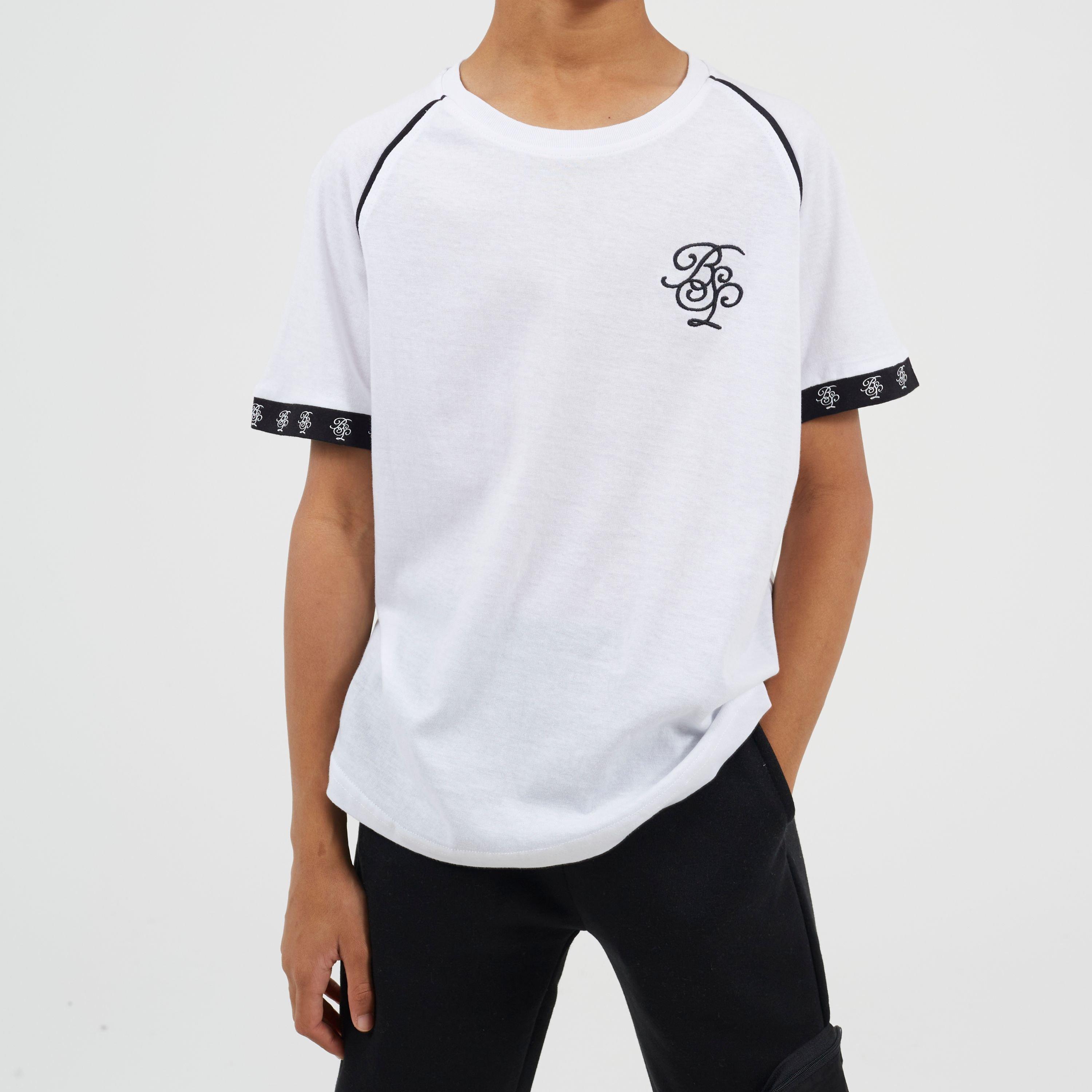 White/Black - Brave Soul - Boys Crew Neck T-Shirt with Chest Embroidery - 1