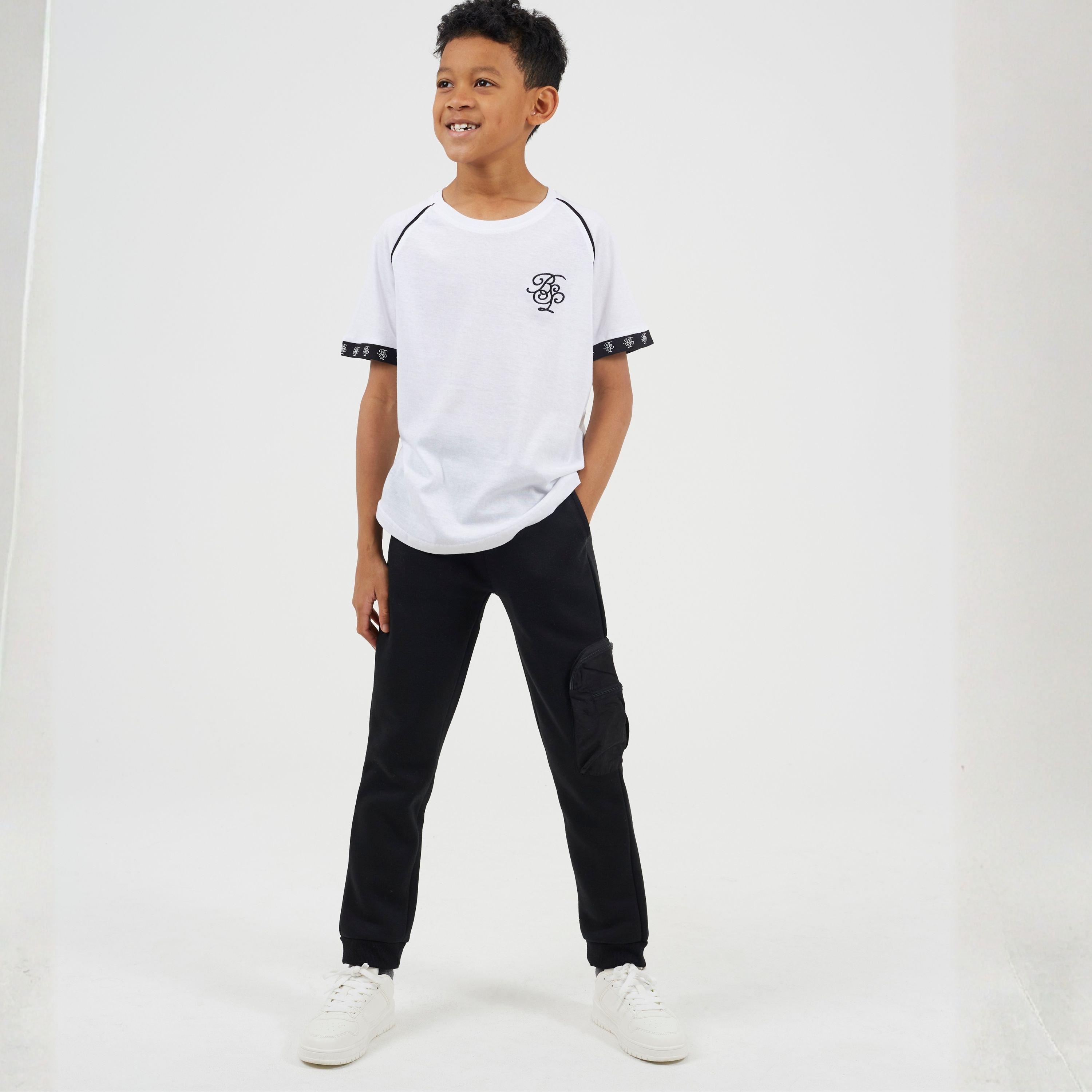 Weiß/Schwarz - Brave Soul - Boys Crew Neck T-Shirt with Chest Embroidery - 4