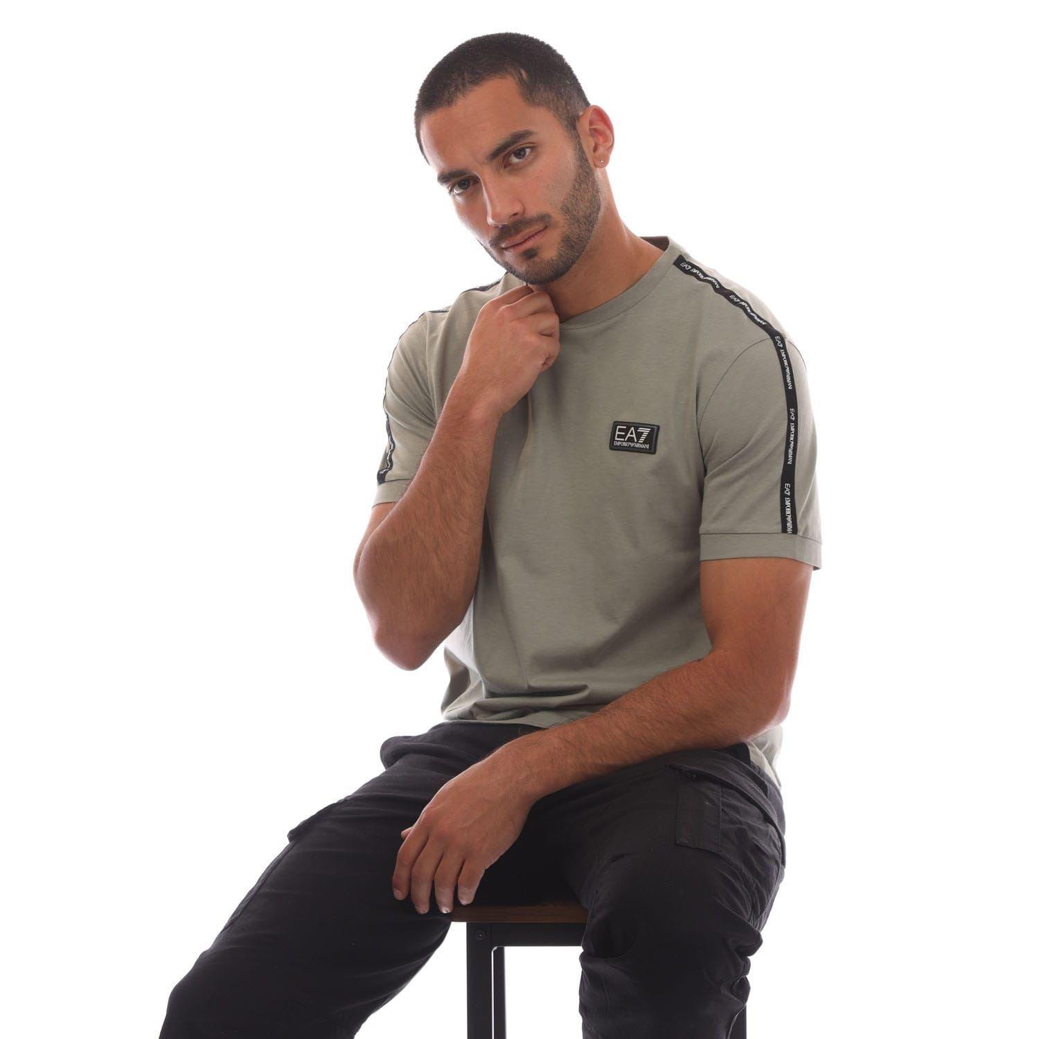 Grey - EA7 - Logo Tape T-Shirt - 4