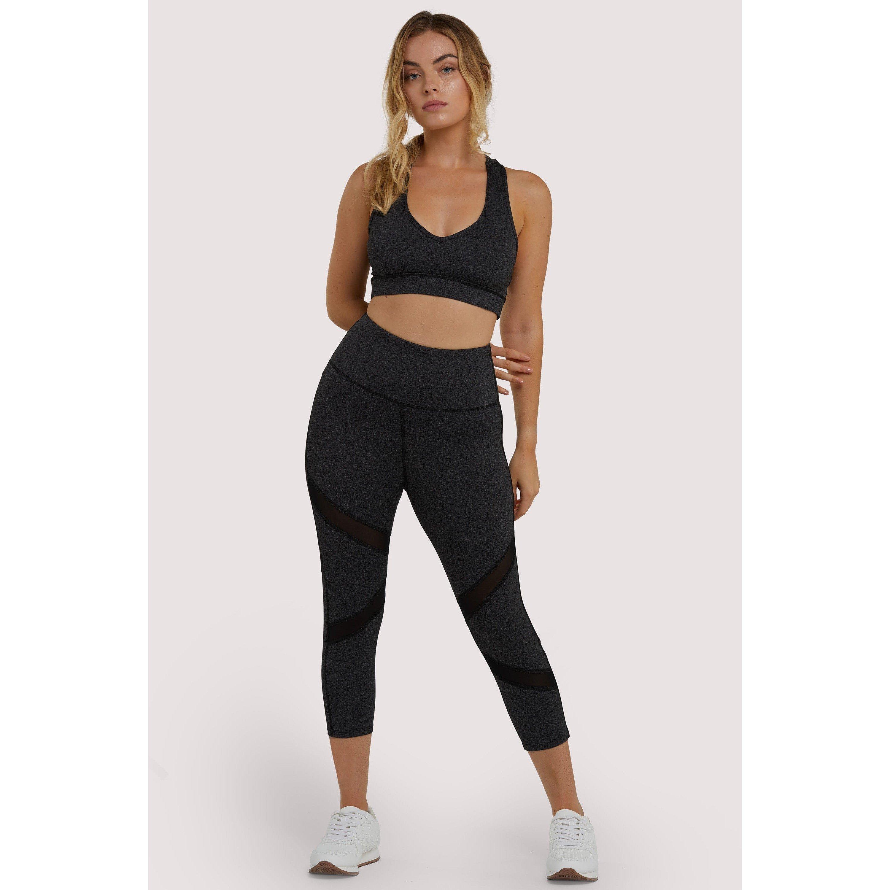 Grey - Wolf and Whistle - Grey Marl Mesh Panel Crop Leggings - 3