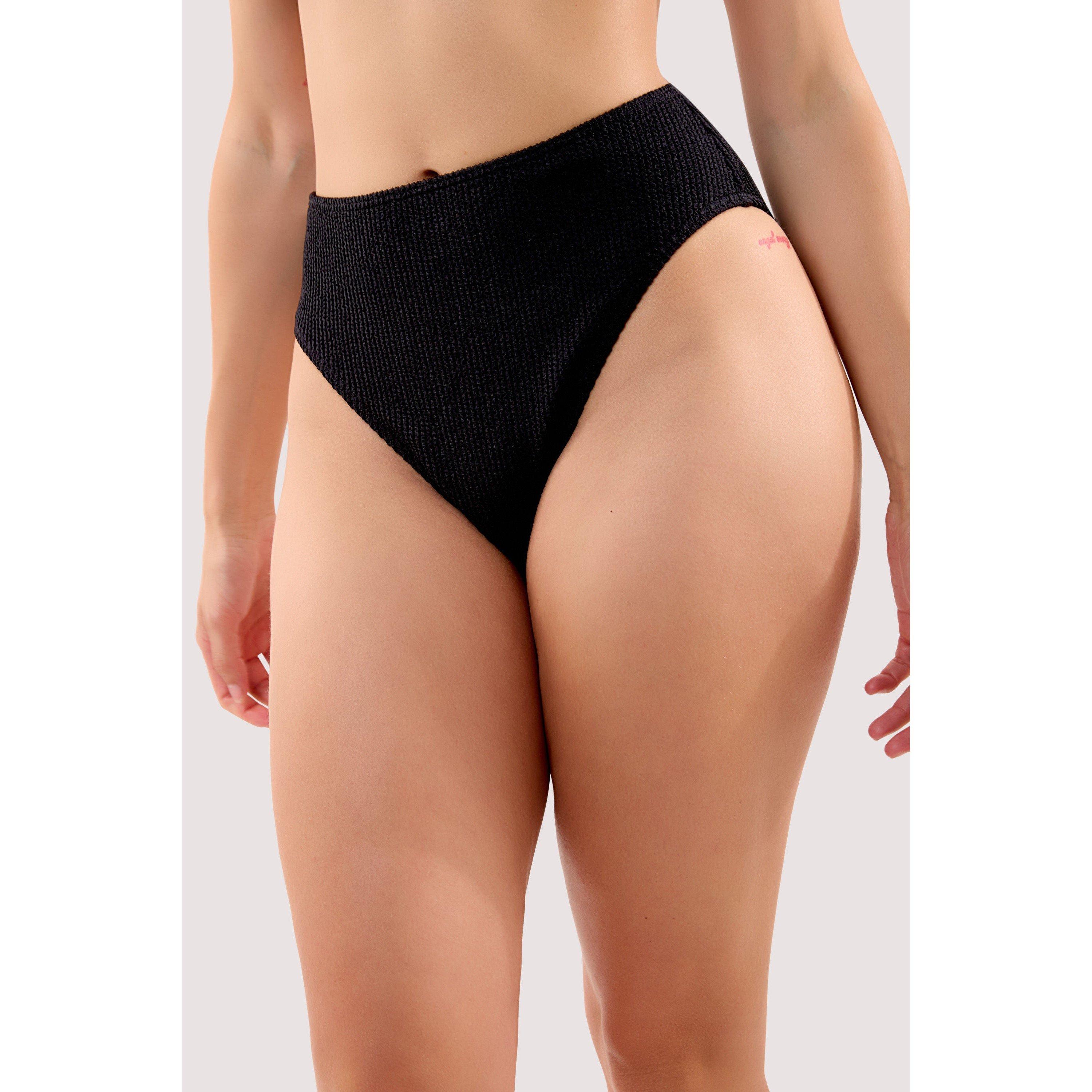 Black - Peek and Beau - Selene Black Crinkle High Waist Bikini Bottom - 1