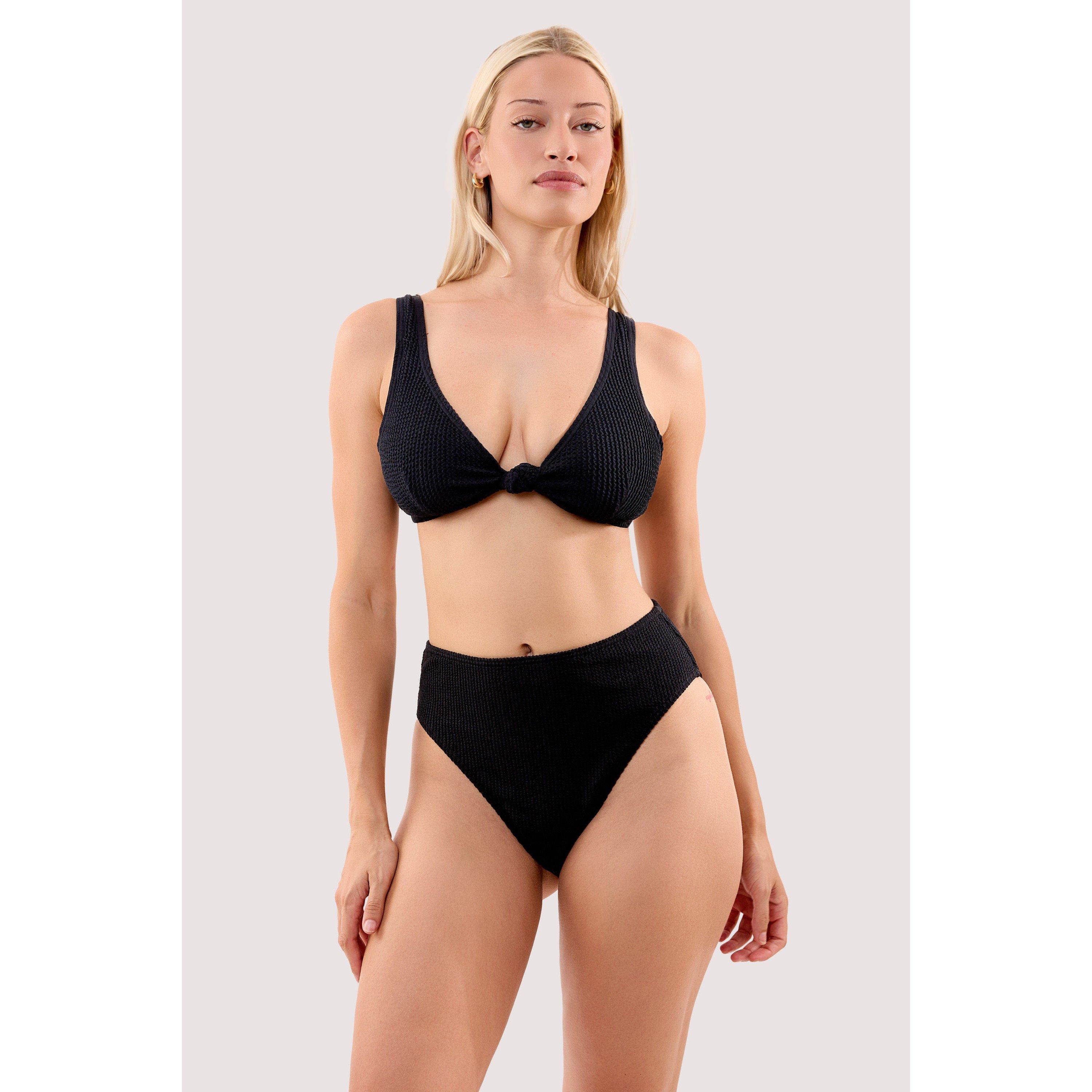 Black - Peek and Beau - Selene Black Crinkle High Waist Bikini Bottom - 3