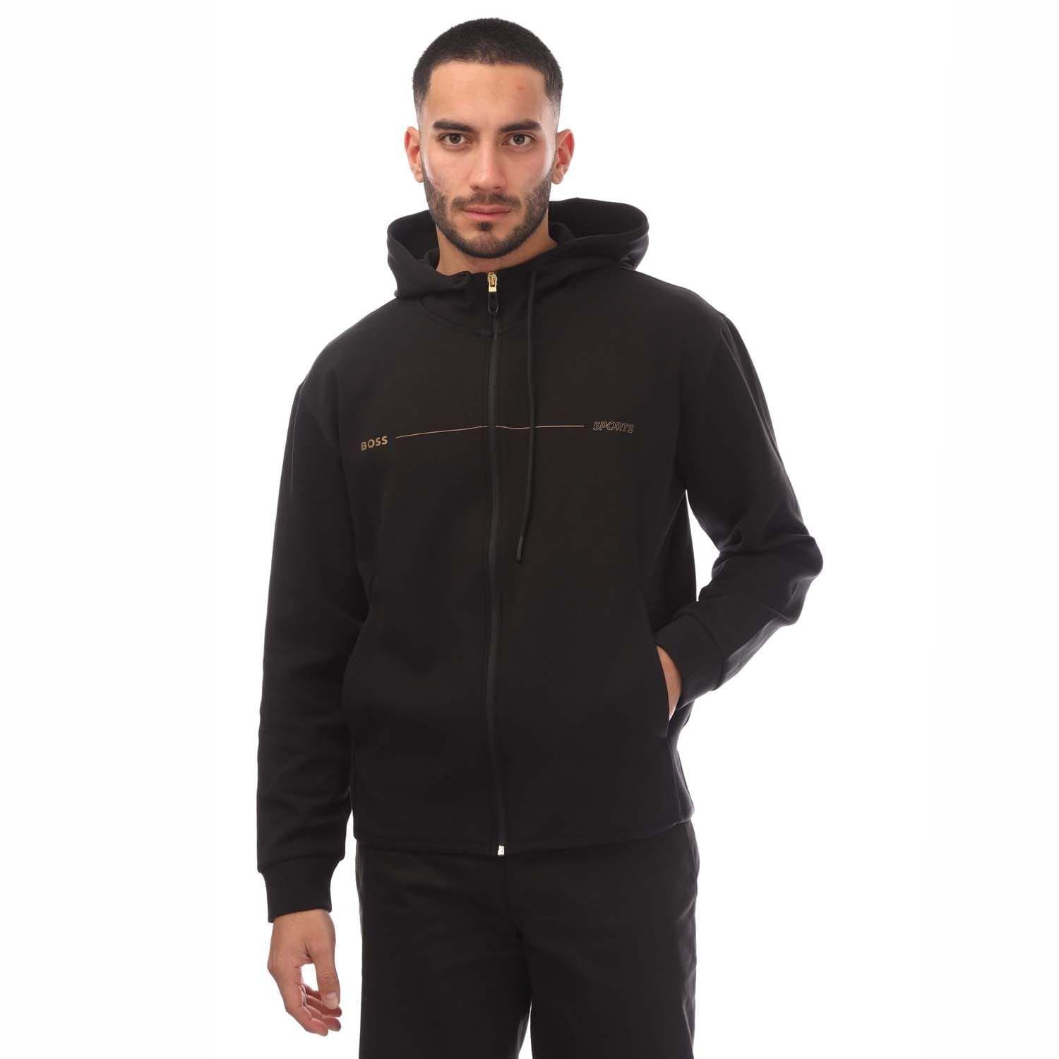 Black - Boss - Printed Artwork Zip-Up Hoodie - 1
