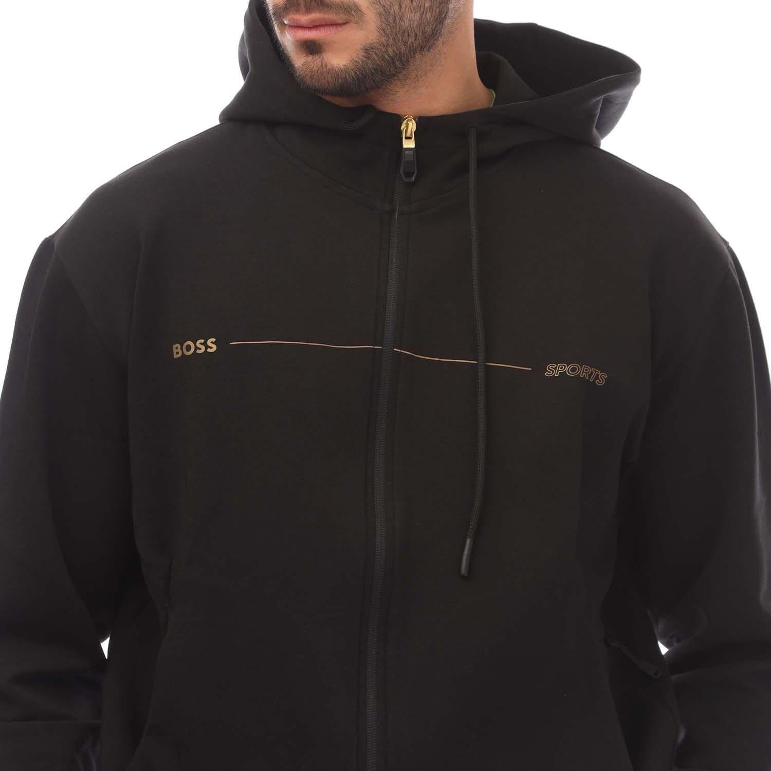 Black - Boss - Printed Artwork Zip-Up Hoodie - 3