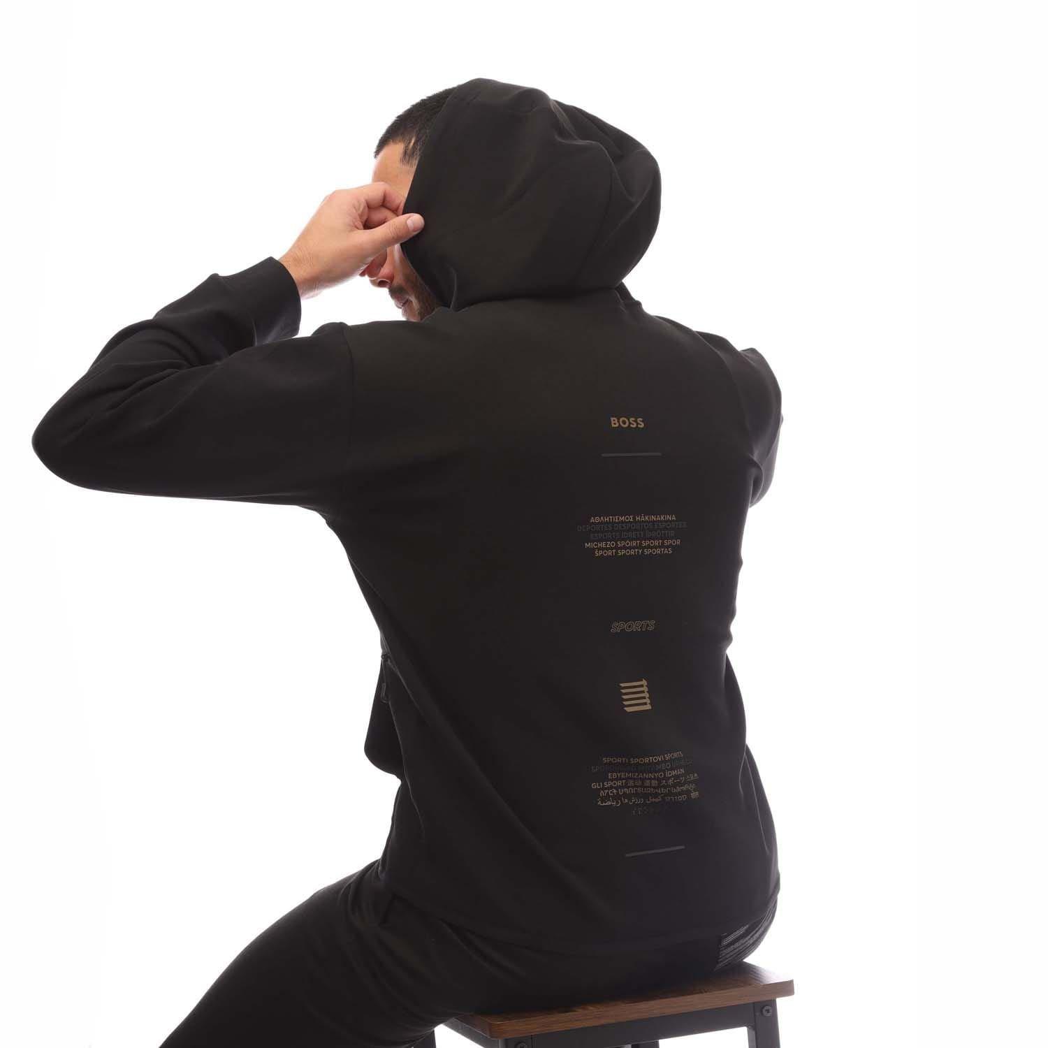 Black - Boss - Printed Artwork Zip-Up Hoodie - 4