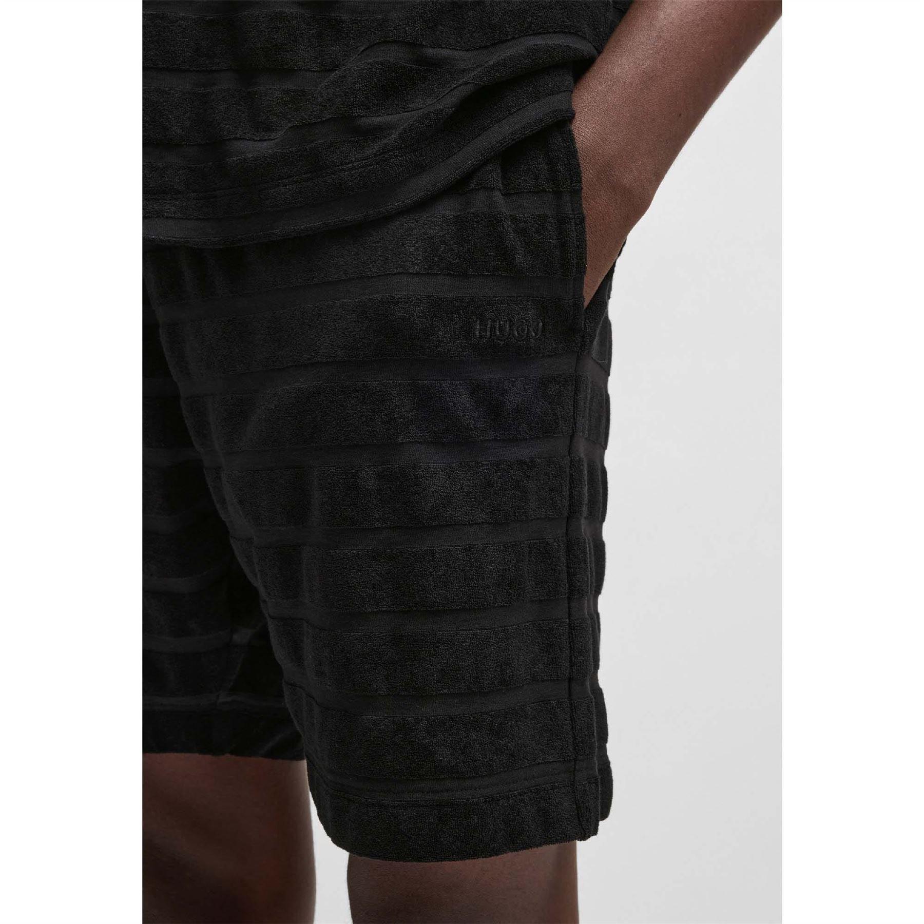 Black - Hugo - Dutowel Striped Relaxed Fit Shorts - 6