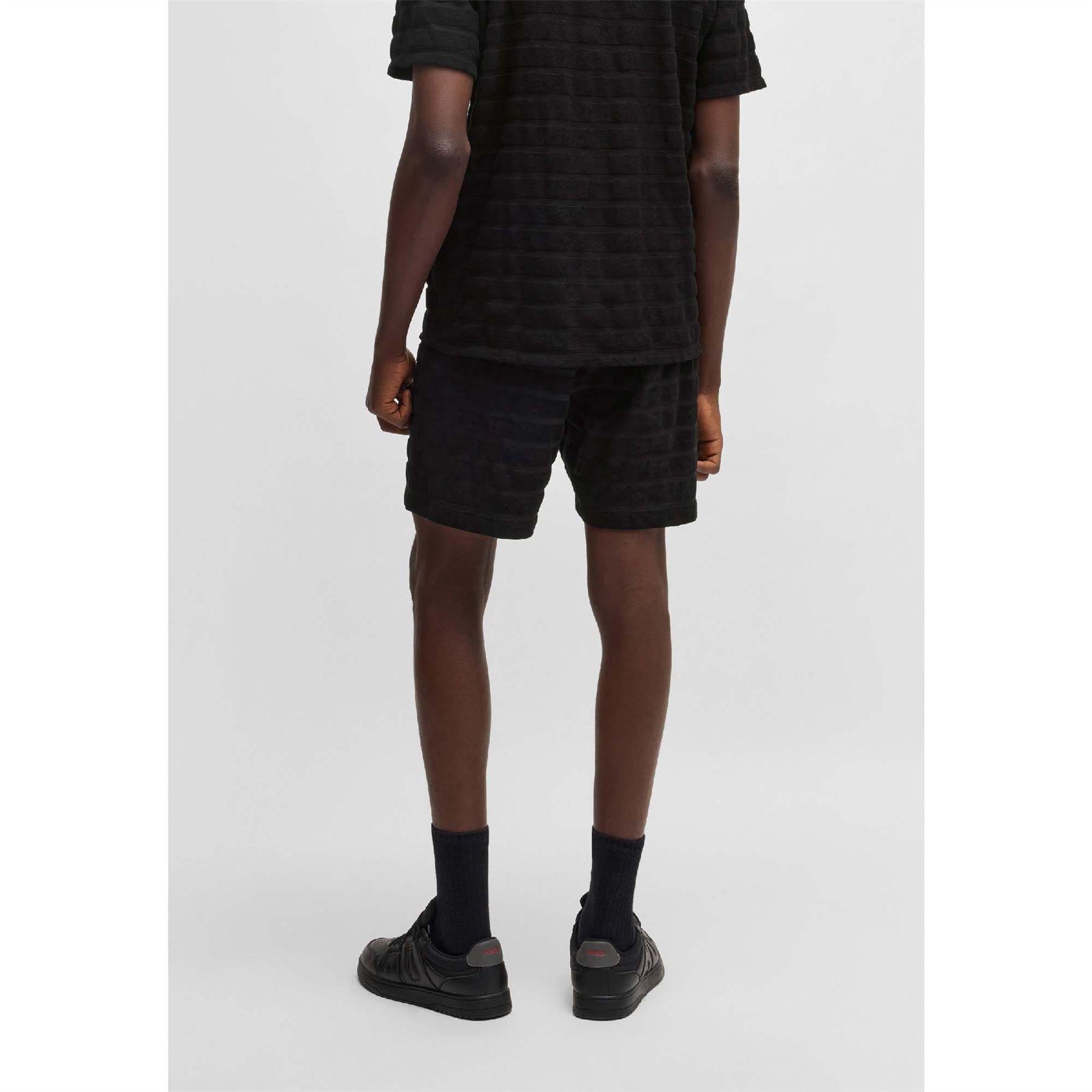 Black - Hugo - Dutowel Striped Relaxed Fit Shorts - 8