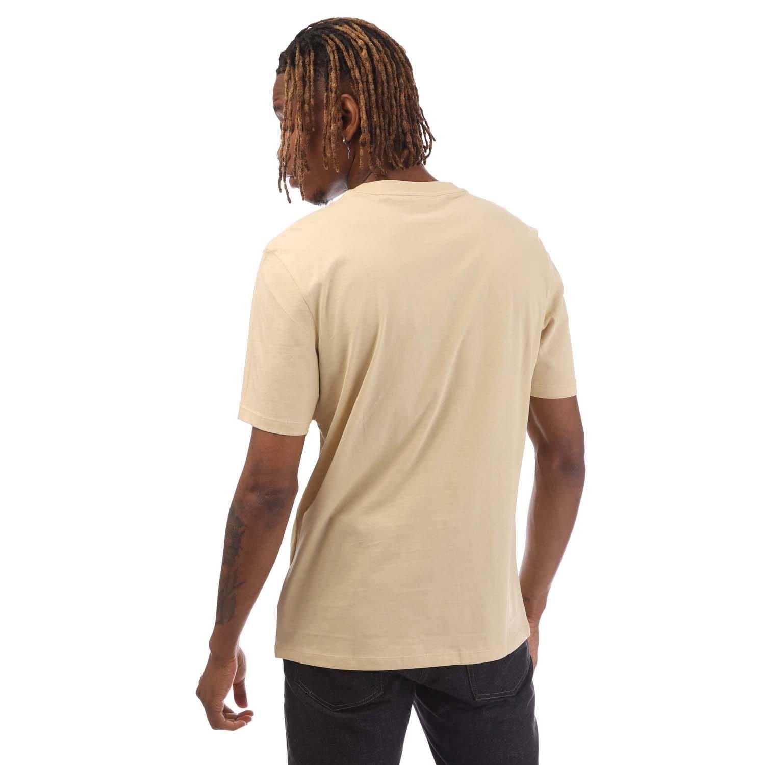 Beige - Hugo - Dero222 Logo Print T-Shirt - 3
