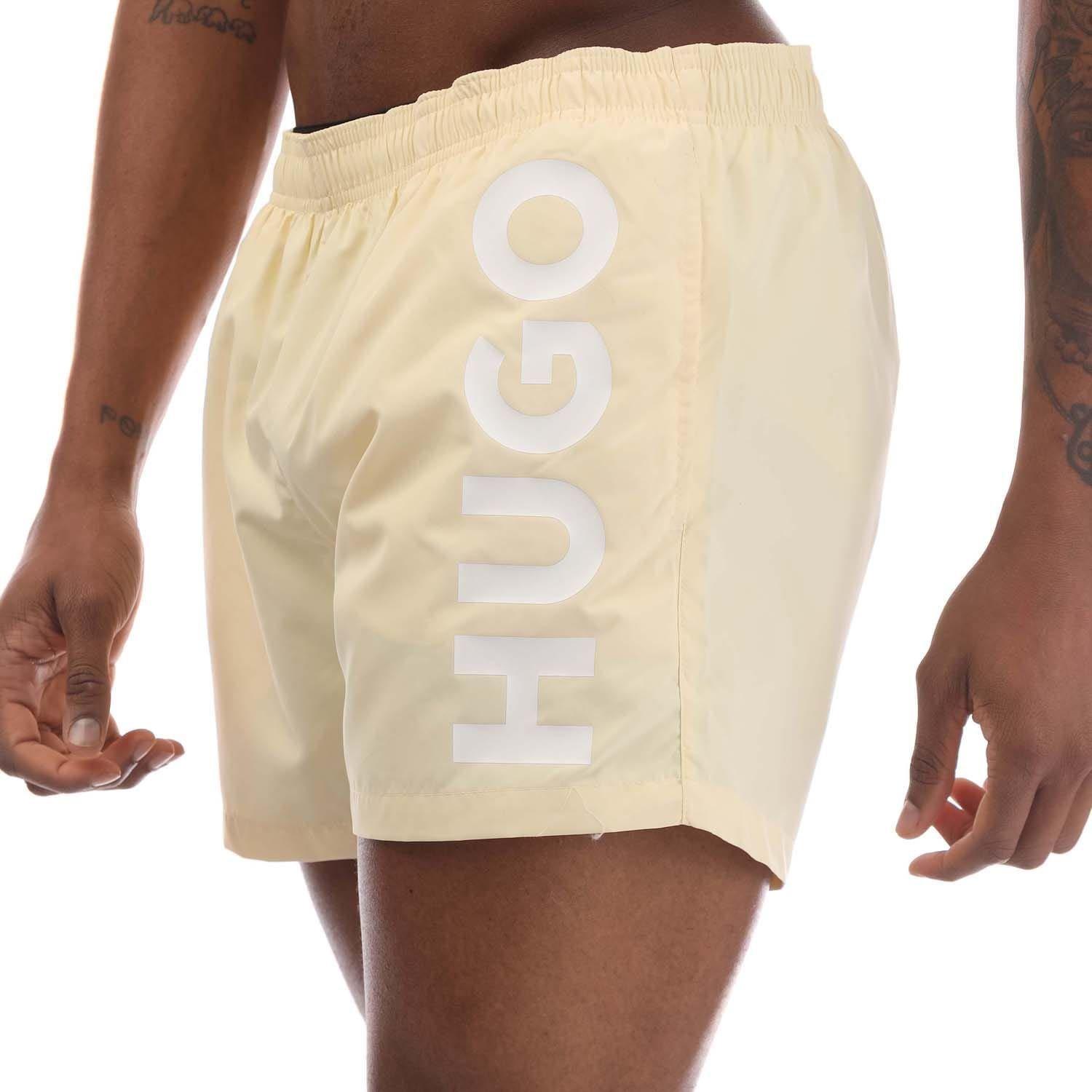 Yellow - Hugo - Abas Logo Print Swim Shorts - 2