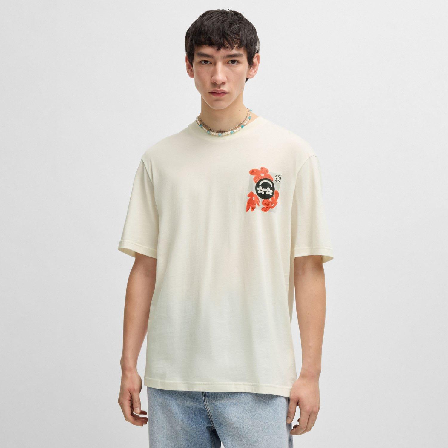 White - Hugo - Nufloro Logo Print T-Shirt - 1