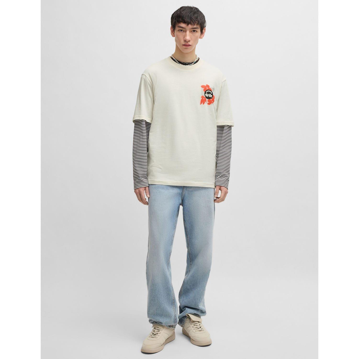 White - Hugo - Nufloro Logo Print T-Shirt - 4