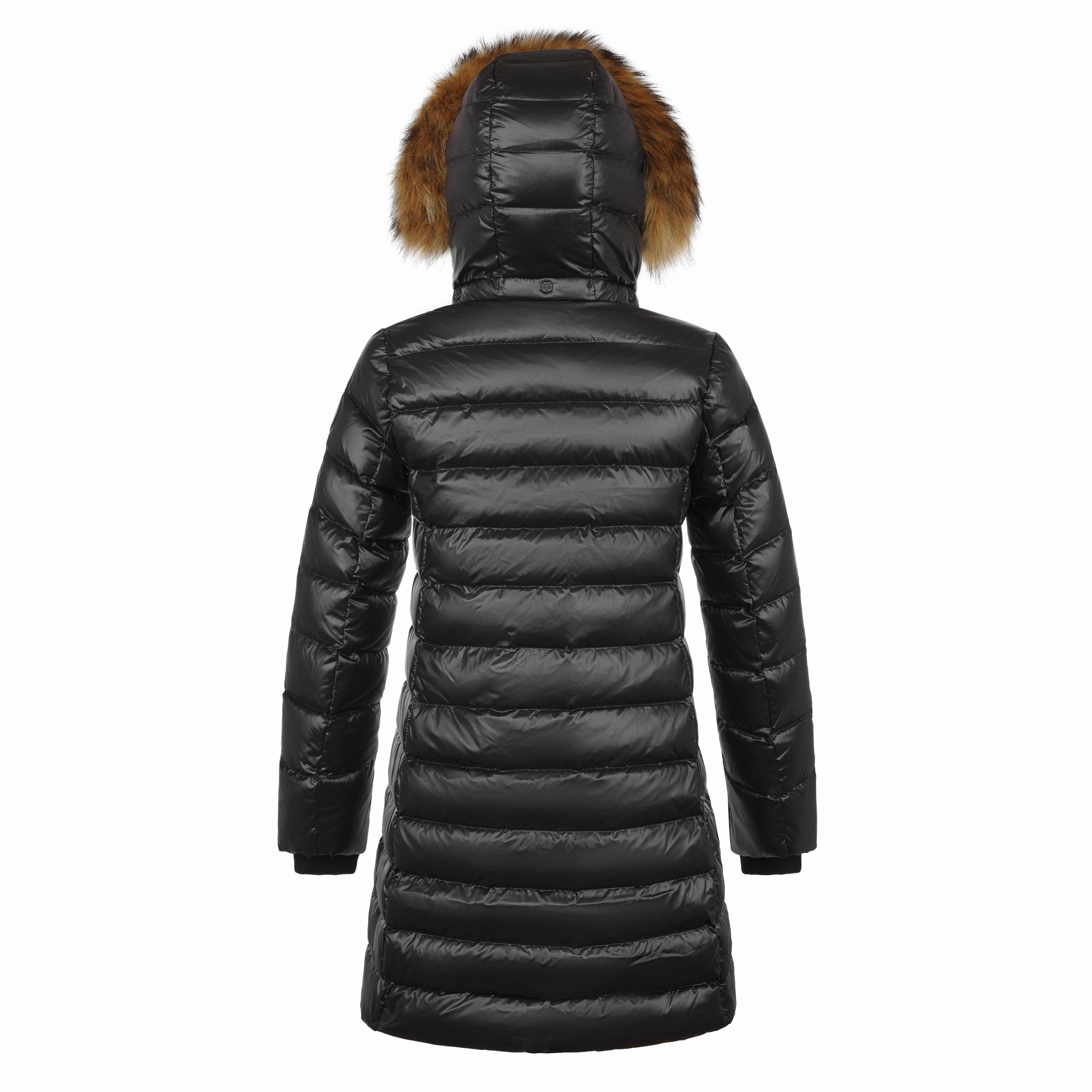 Negro - Arctic Army - Kids'  Faux Fur Hood Long Sleeve Long Puffer Jacket - 2