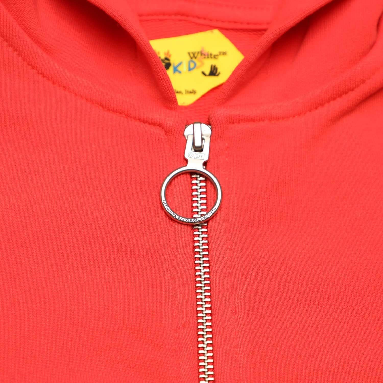 Red Black - Off White - Logo Band Zip Hoodie - 3