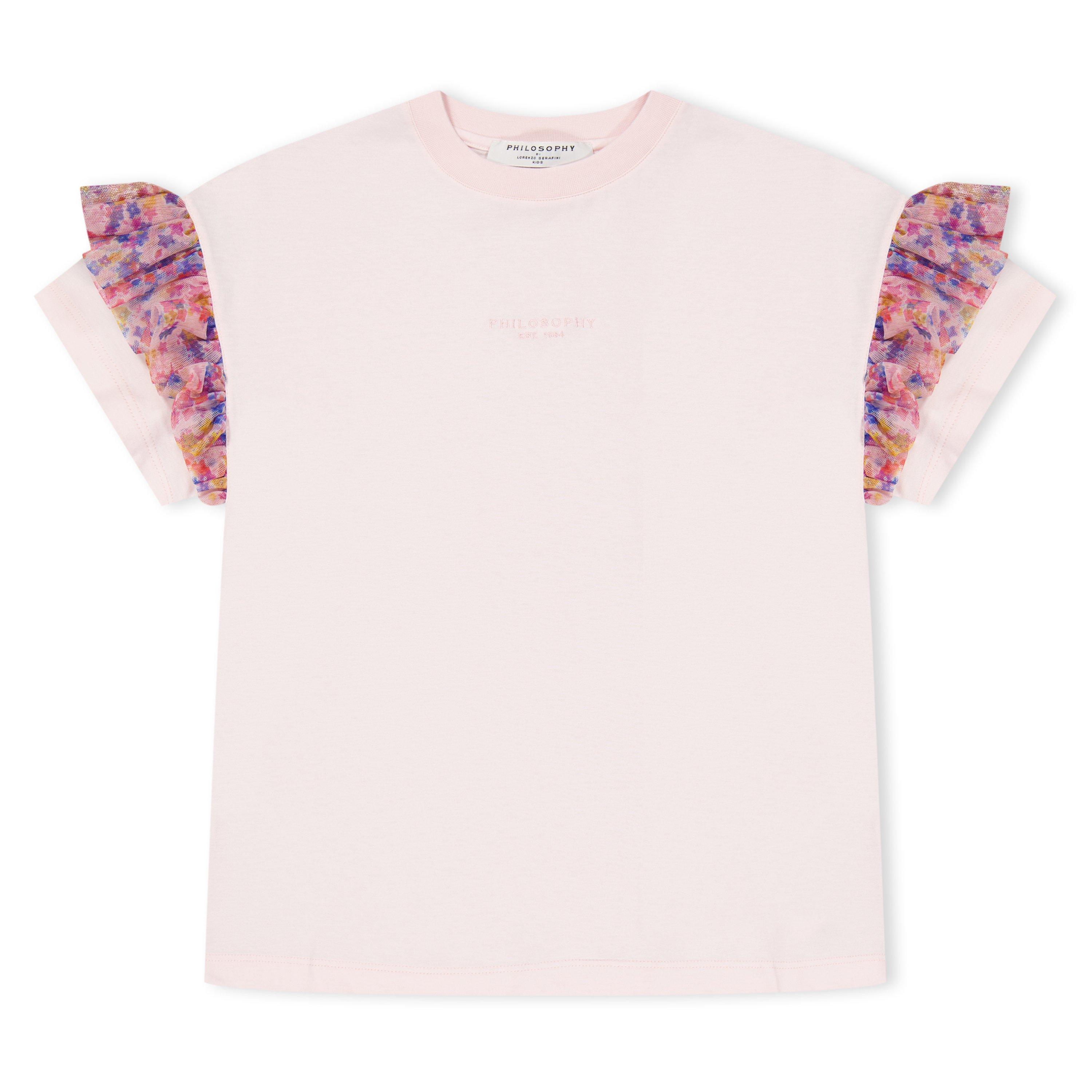 Light Pink - Philosophy di Lorenzo Serafini - Kids' Ruffled Sleeve Regular Fit T-Shirt - 1