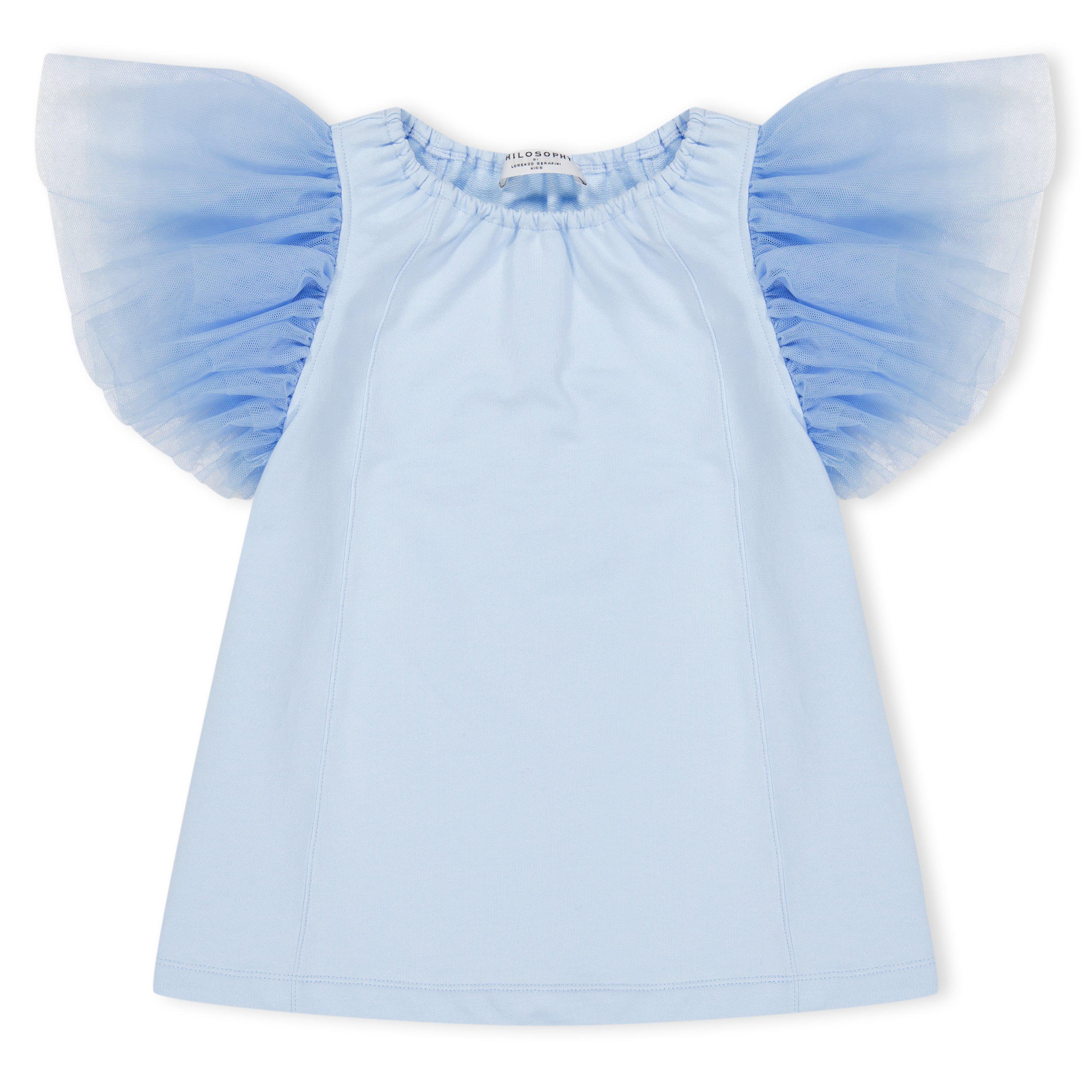 Light Blue - Philosophy di Lorenzo Serafini - Kids' Ruffled Sleeve Regular Fit T-Shirt - 1