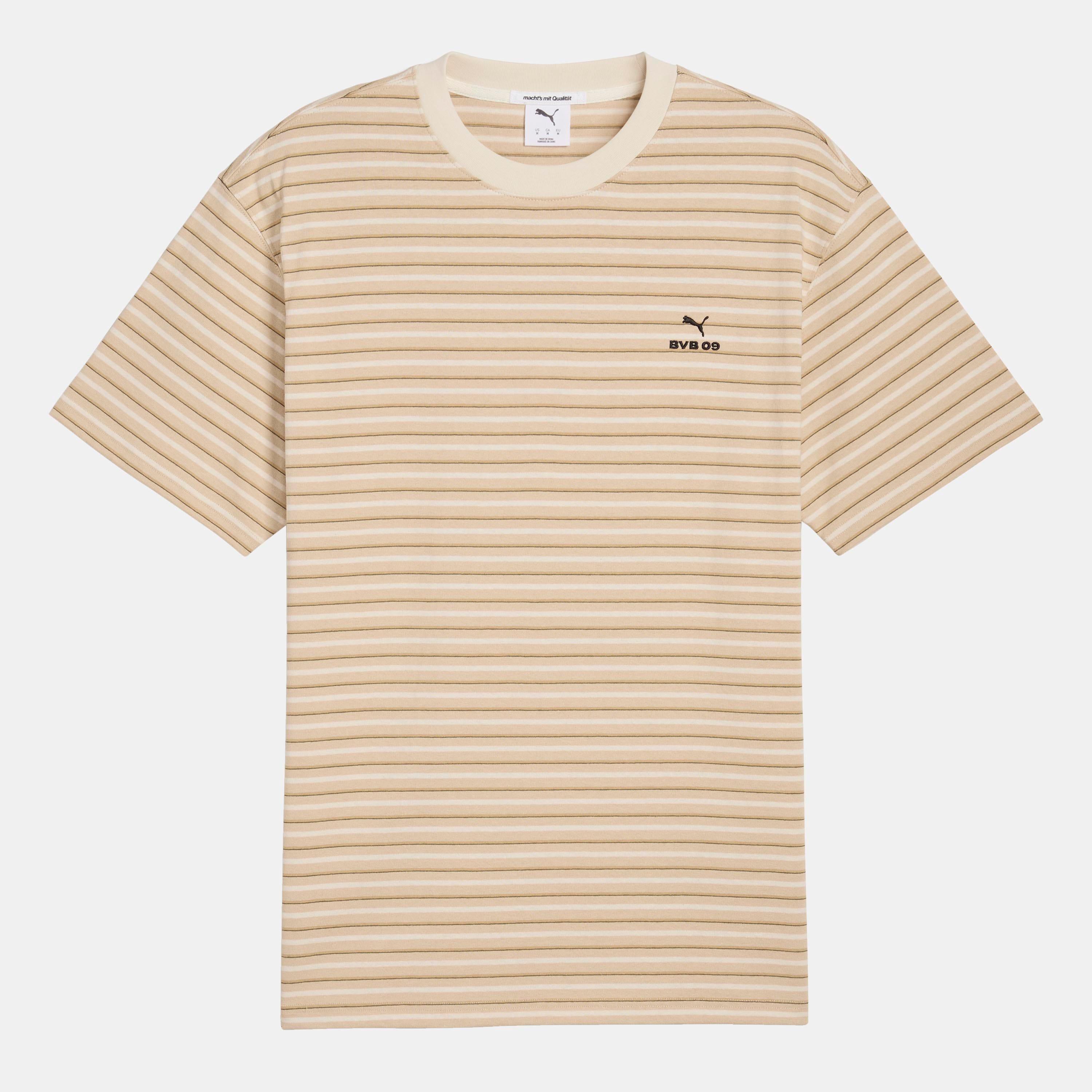 Beige - Puma - Brussia Dortmund Mmq Striped T-Shirt - 1