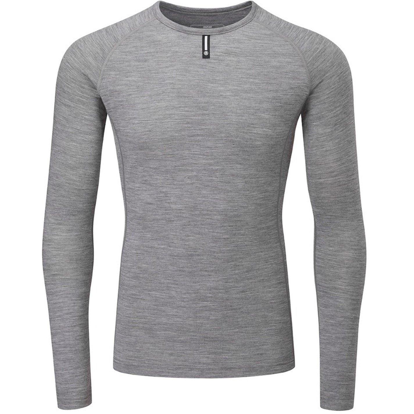 Grey Marl - Chapeau - Mens Merino LS Base Layer  Grey Marl - 1