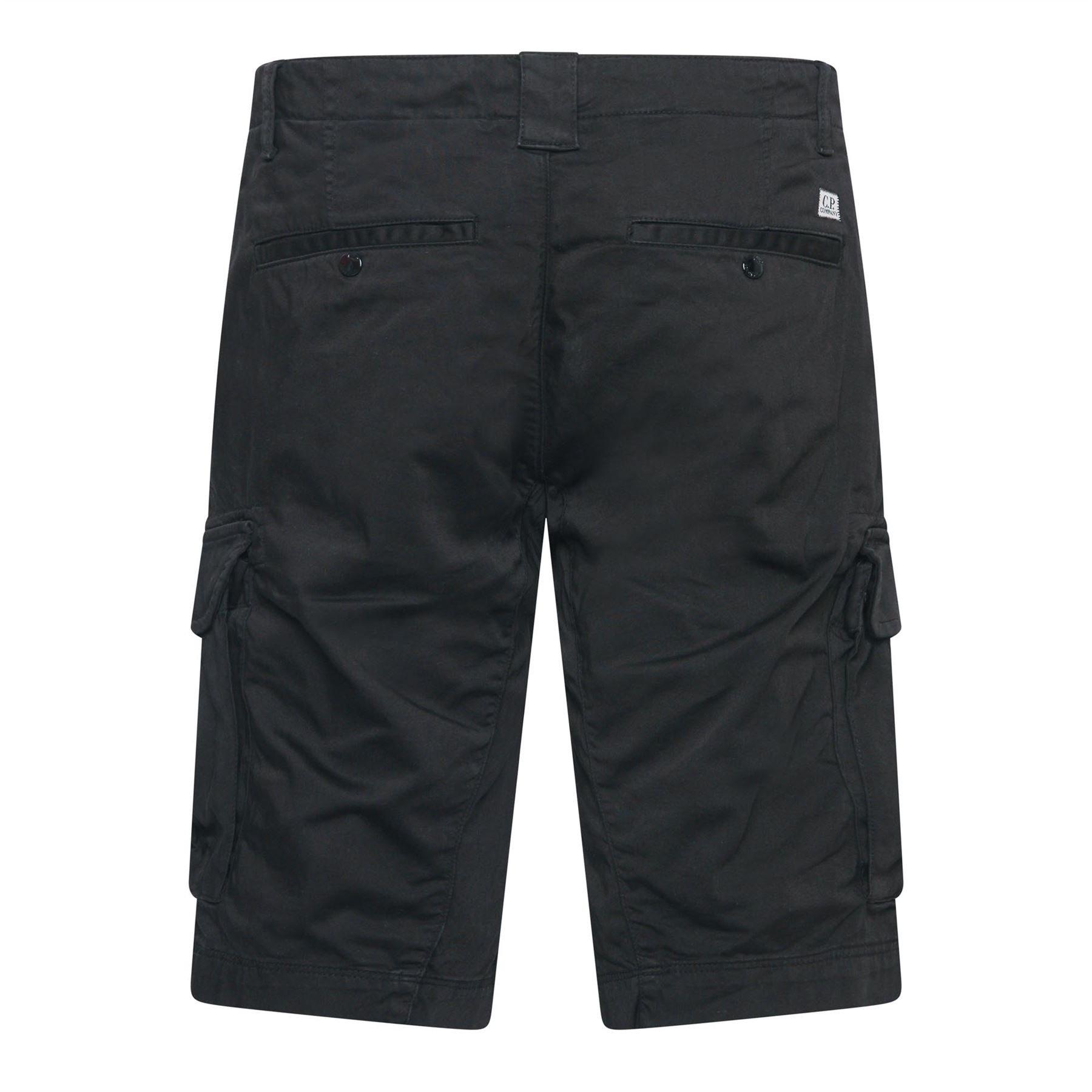 Black - CP Company - Sateen Stretch Cargo Shorts - 2
