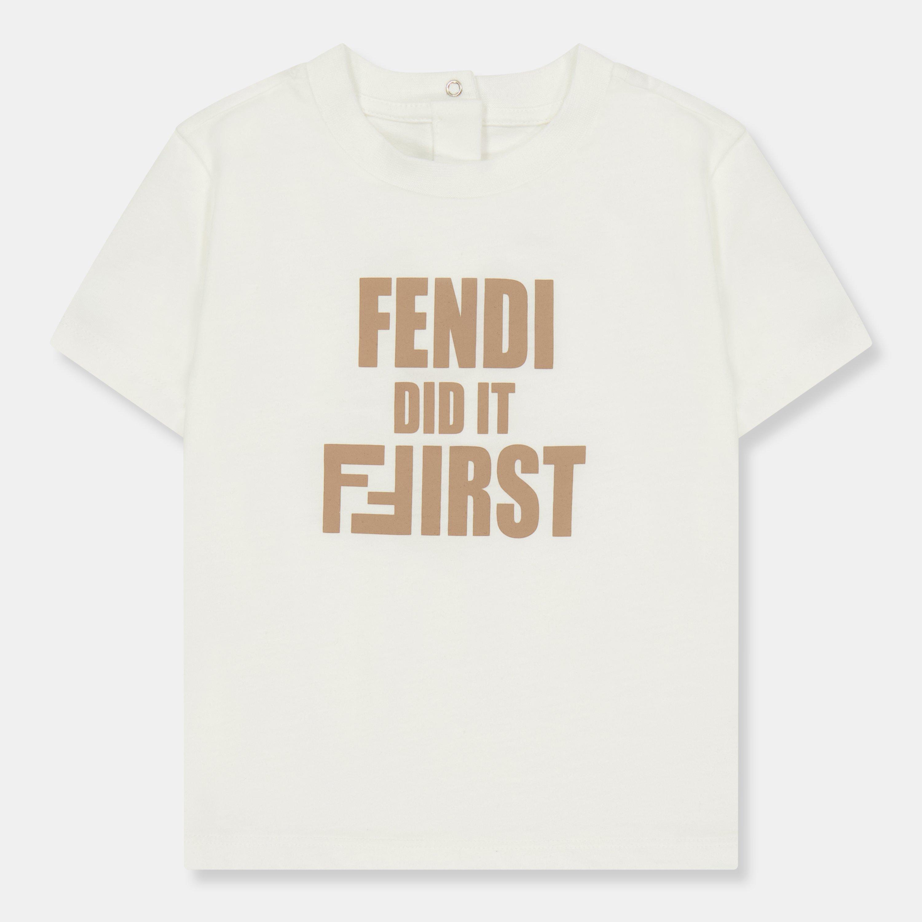 Fendi  Kids' Logo T-Shirt - GessoCamelF1TJL - Size 24M