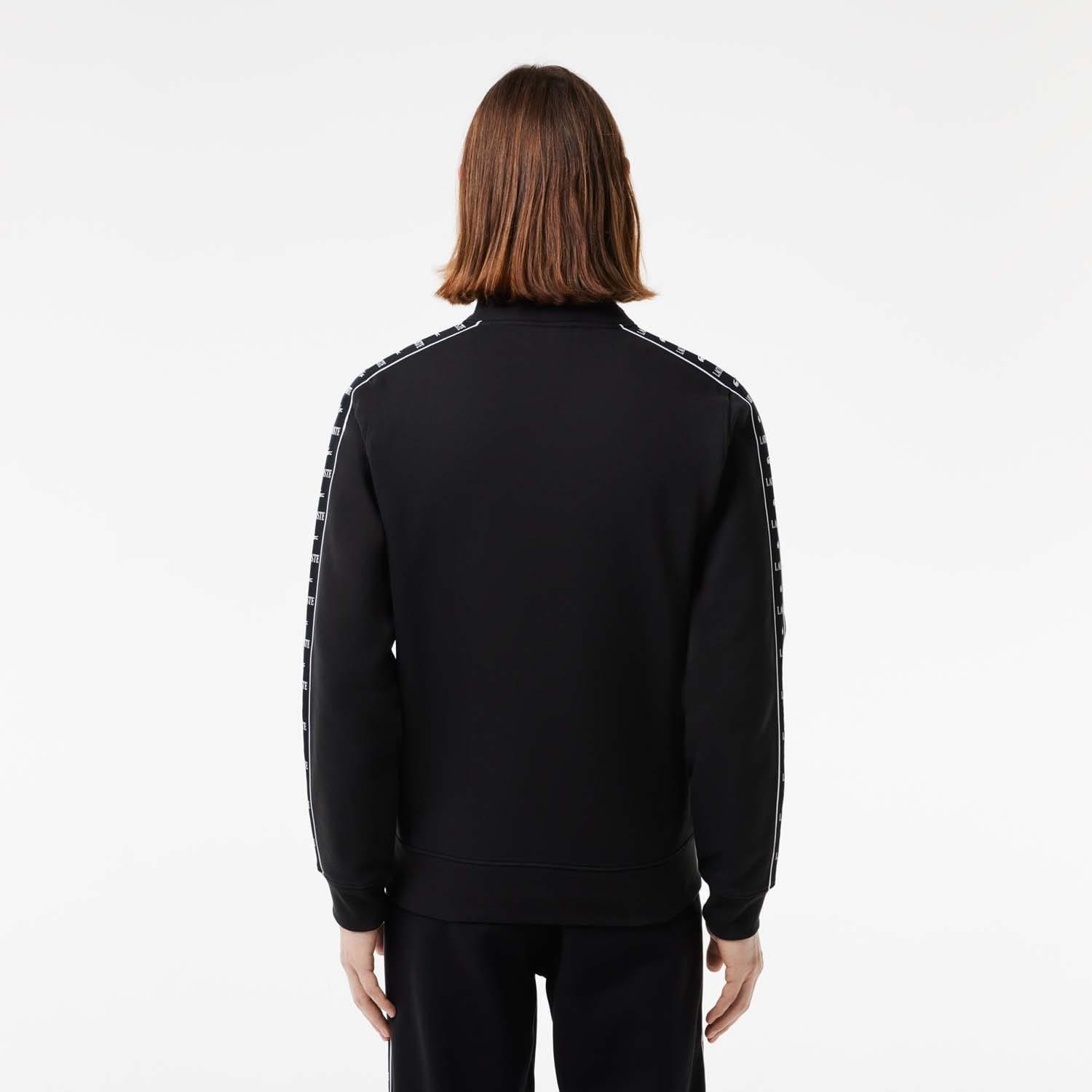 Black - Lacoste - Logo Stripe Zip-Up Sweatshirt - 2