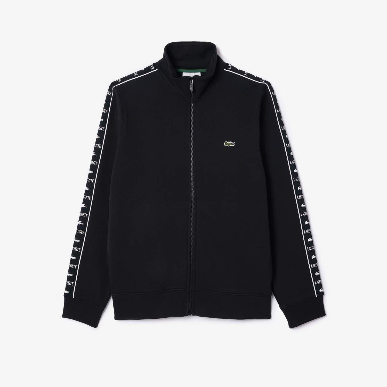 Black - Lacoste - Logo Stripe Zip-Up Sweatshirt - 3