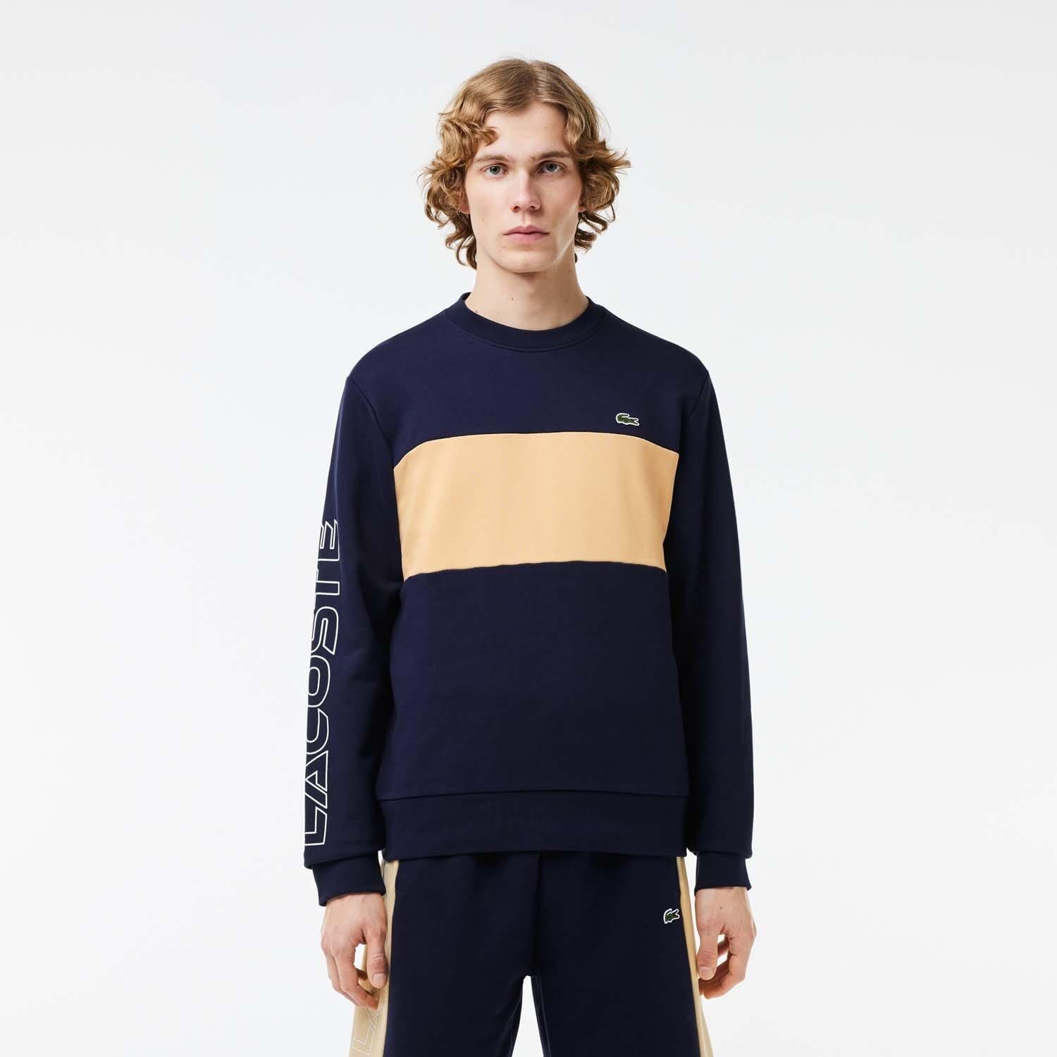 Navy - Lacoste - Crewneck Colourblock Sweatshirt - 1