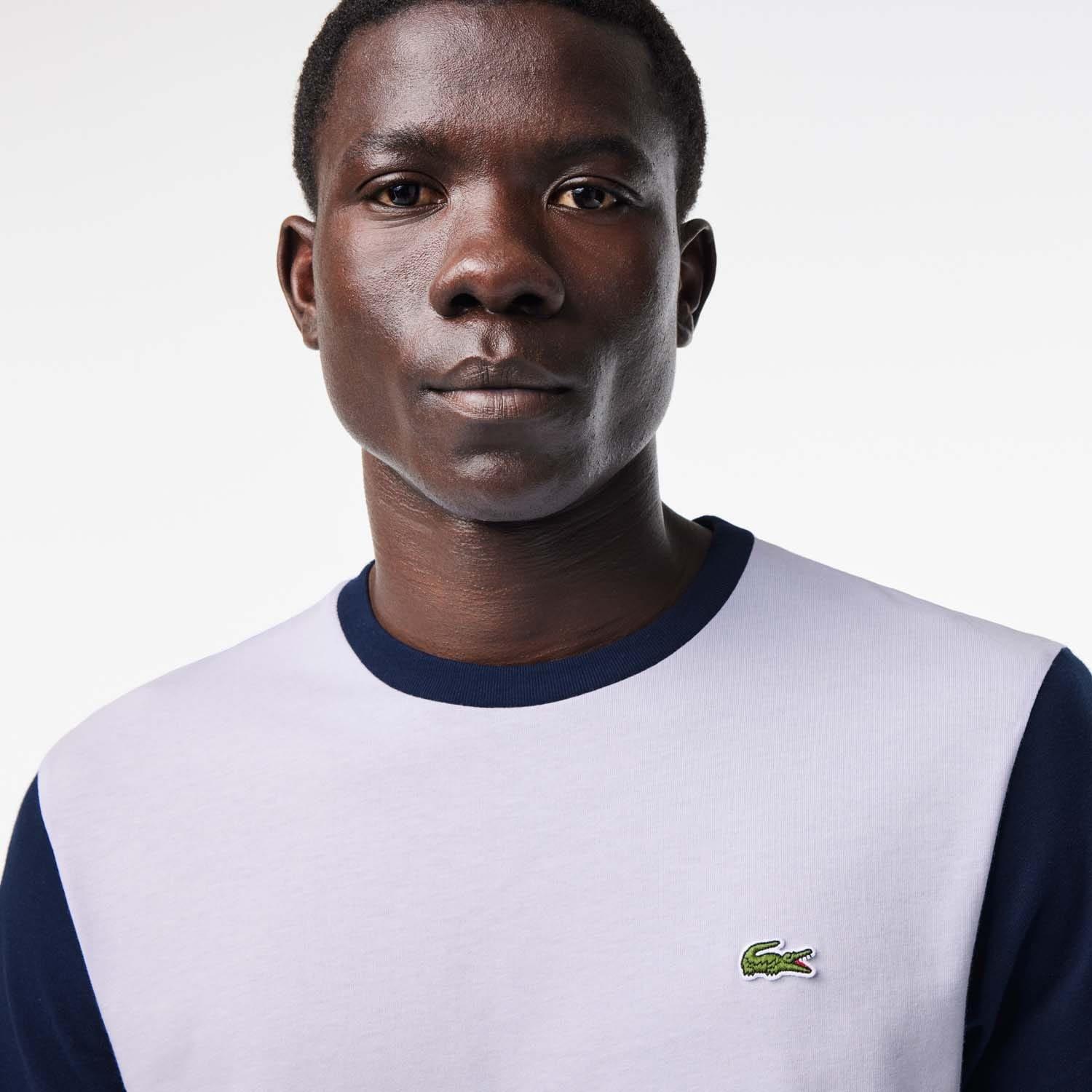 Blue - Lacoste - Regular Fit Colourblock Jersey T-Shirt - 5