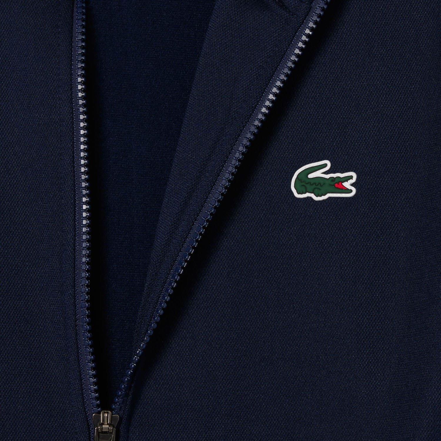 Navy-White - Lacoste - Zip-Up Stretch Interlock Tennis Sweatshirt - 3
