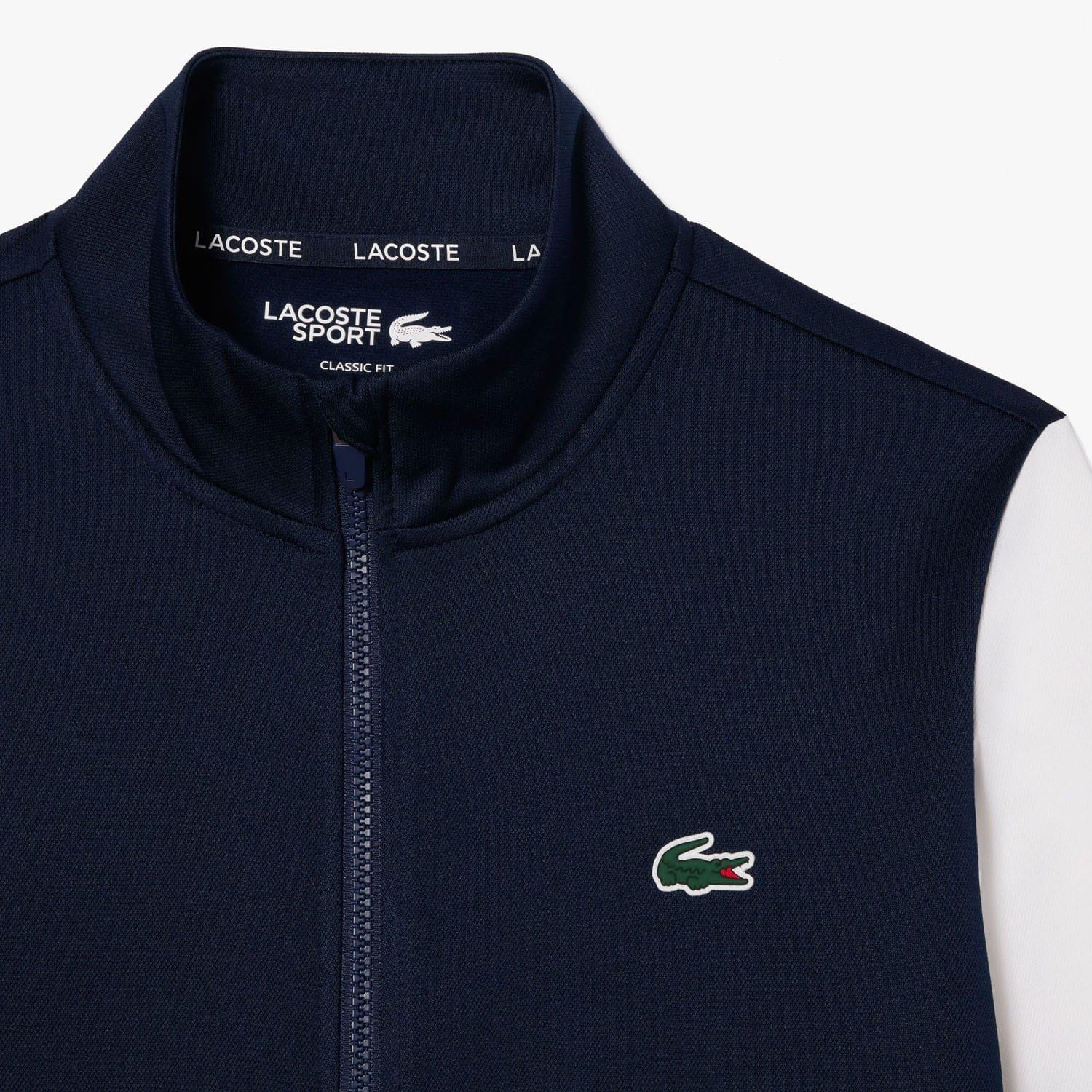 Navy-White - Lacoste - Zip-Up Stretch Interlock Tennis Sweatshirt - 4