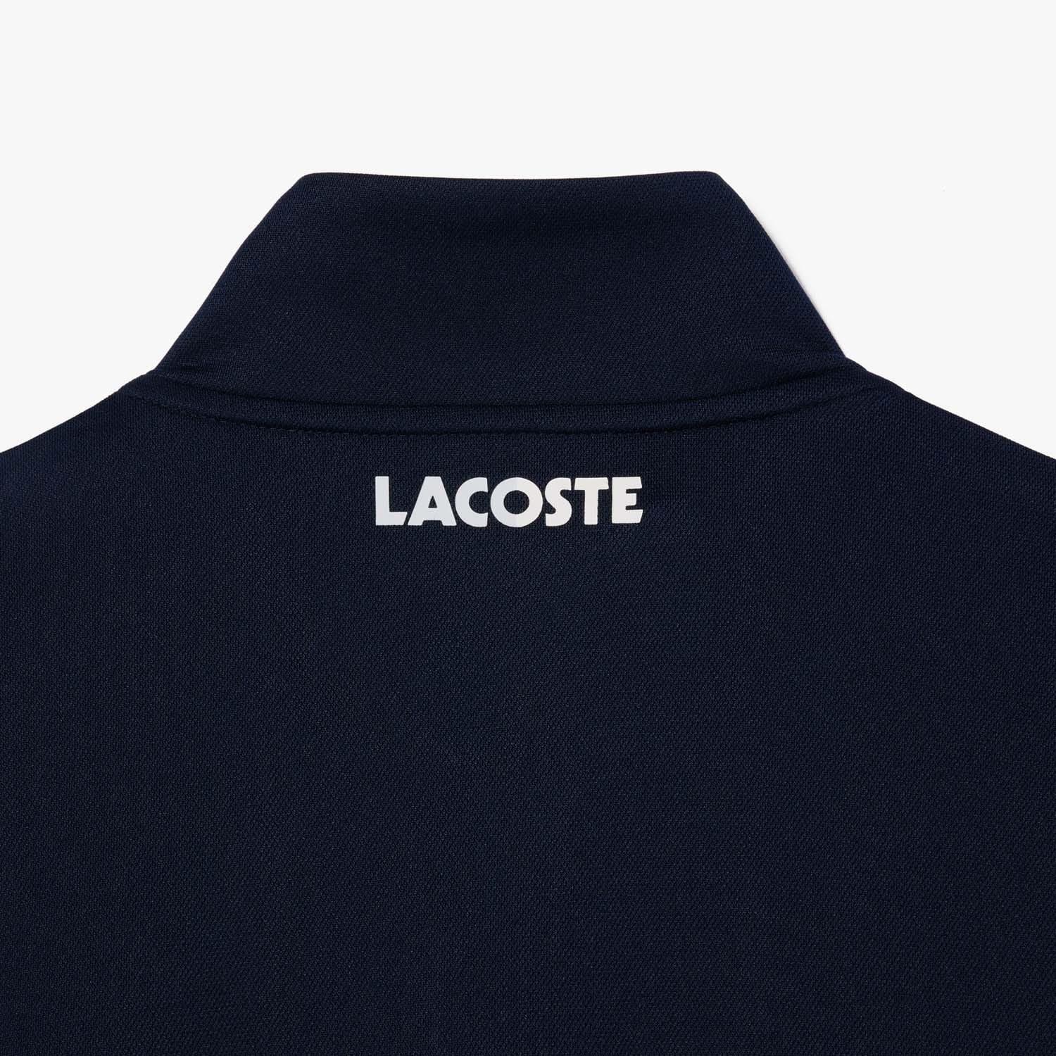 Navy-White - Lacoste - Zip-Up Stretch Interlock Tennis Sweatshirt - 6