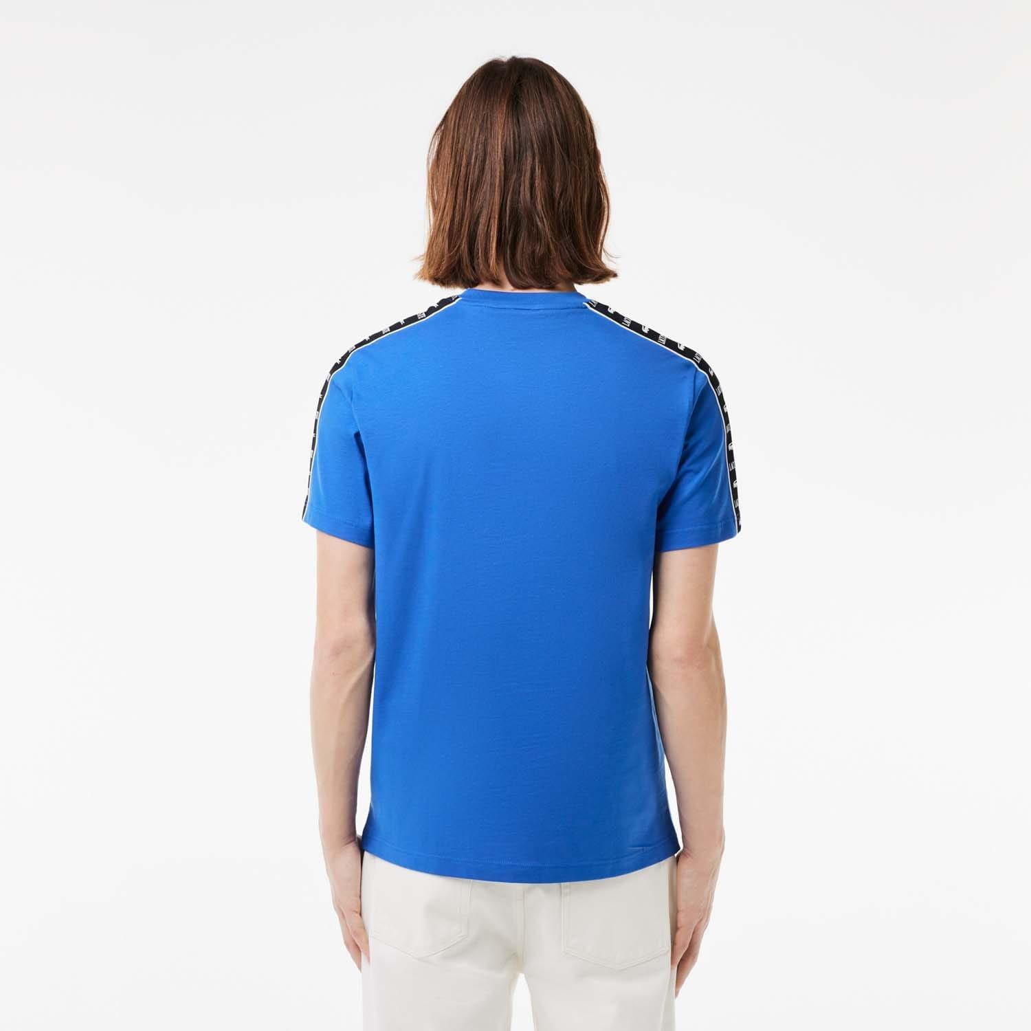 Blue - Lacoste - Cotton Jersey Logo Stripe T-Shirt - 2