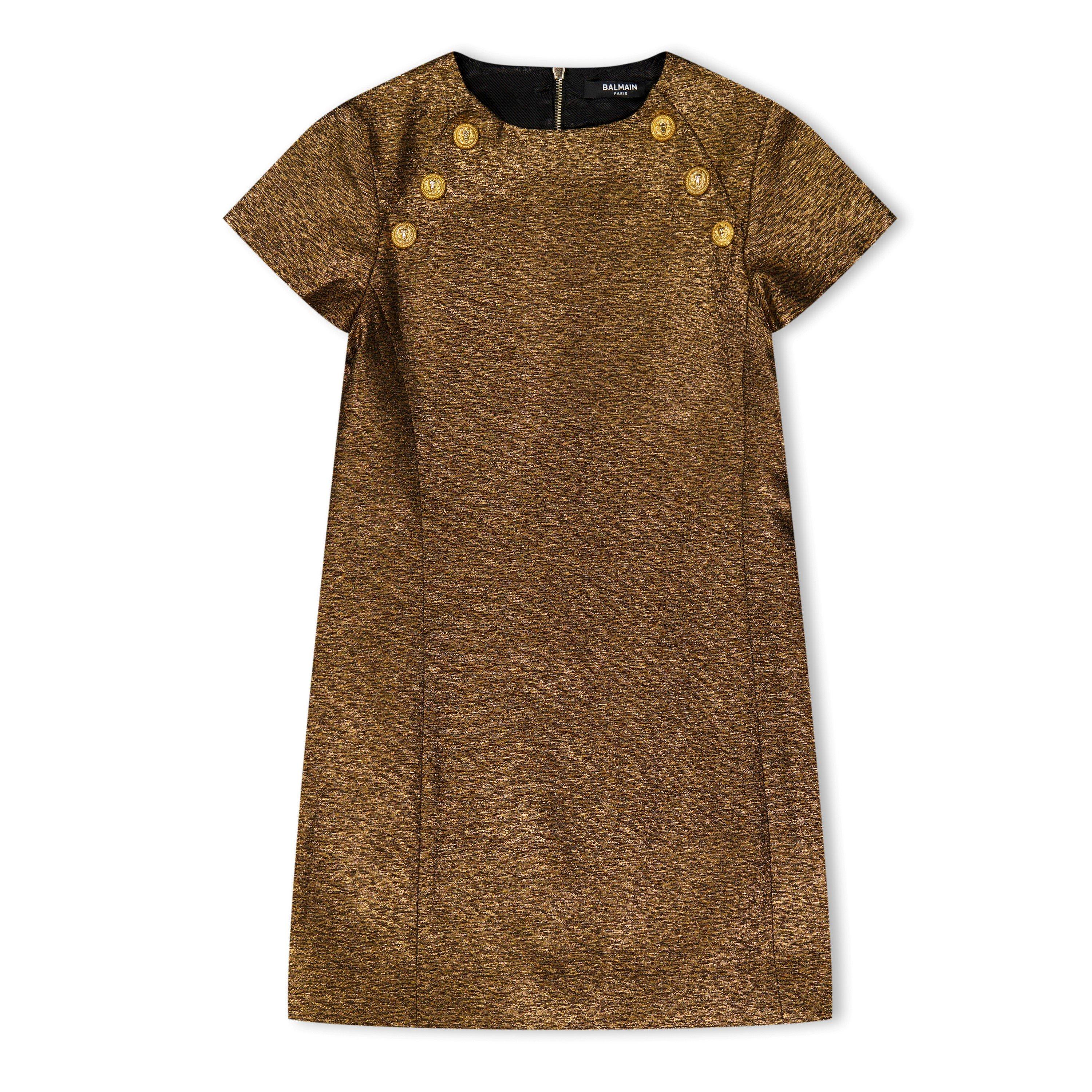 Oro scuro - Balmain - Kids' Woven Lurex Mini Dress - 1