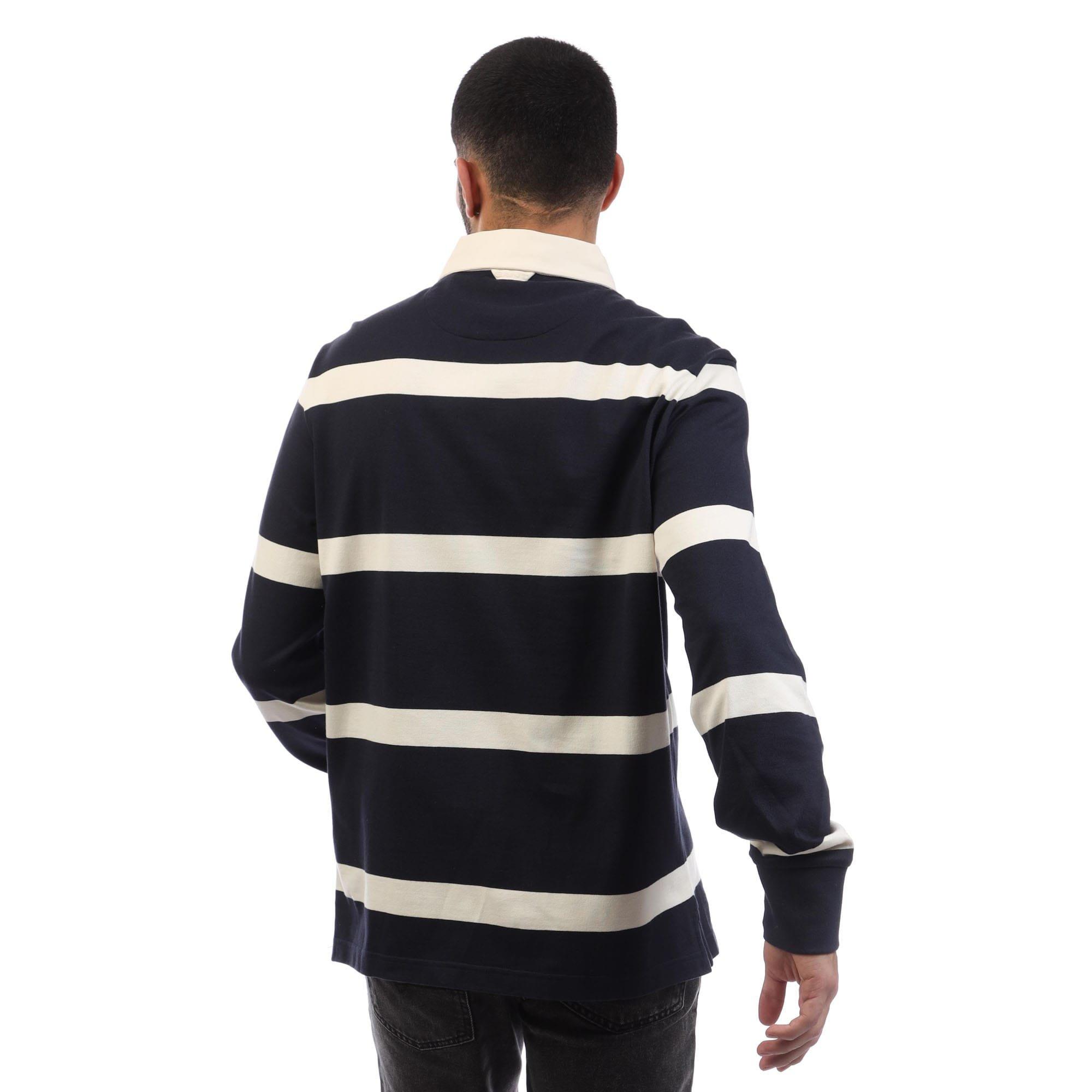 Navy-White - Gant - Striped Heavy Rugger Polo Shirt - 2