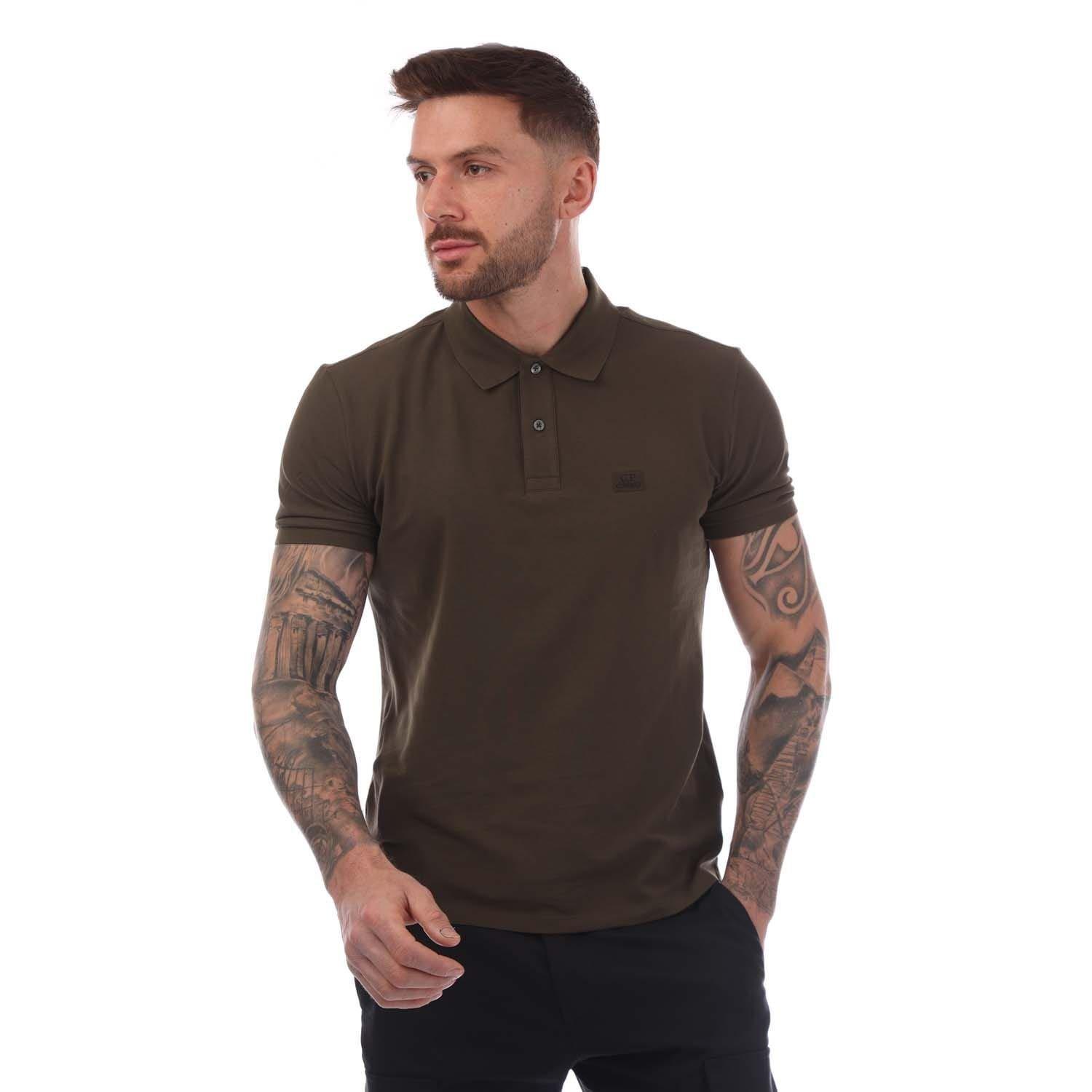 Cp Company Men's Stretch Piquet Logo Polo Shirt - Green - 2XL