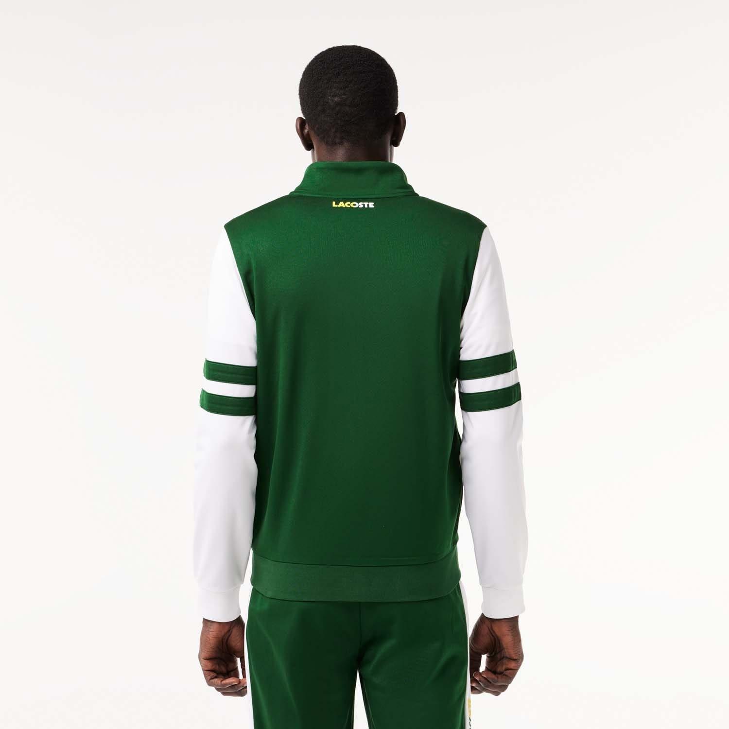 Green White - Lacoste - Zip Up Stretch Tennis Sweatshirt - 2