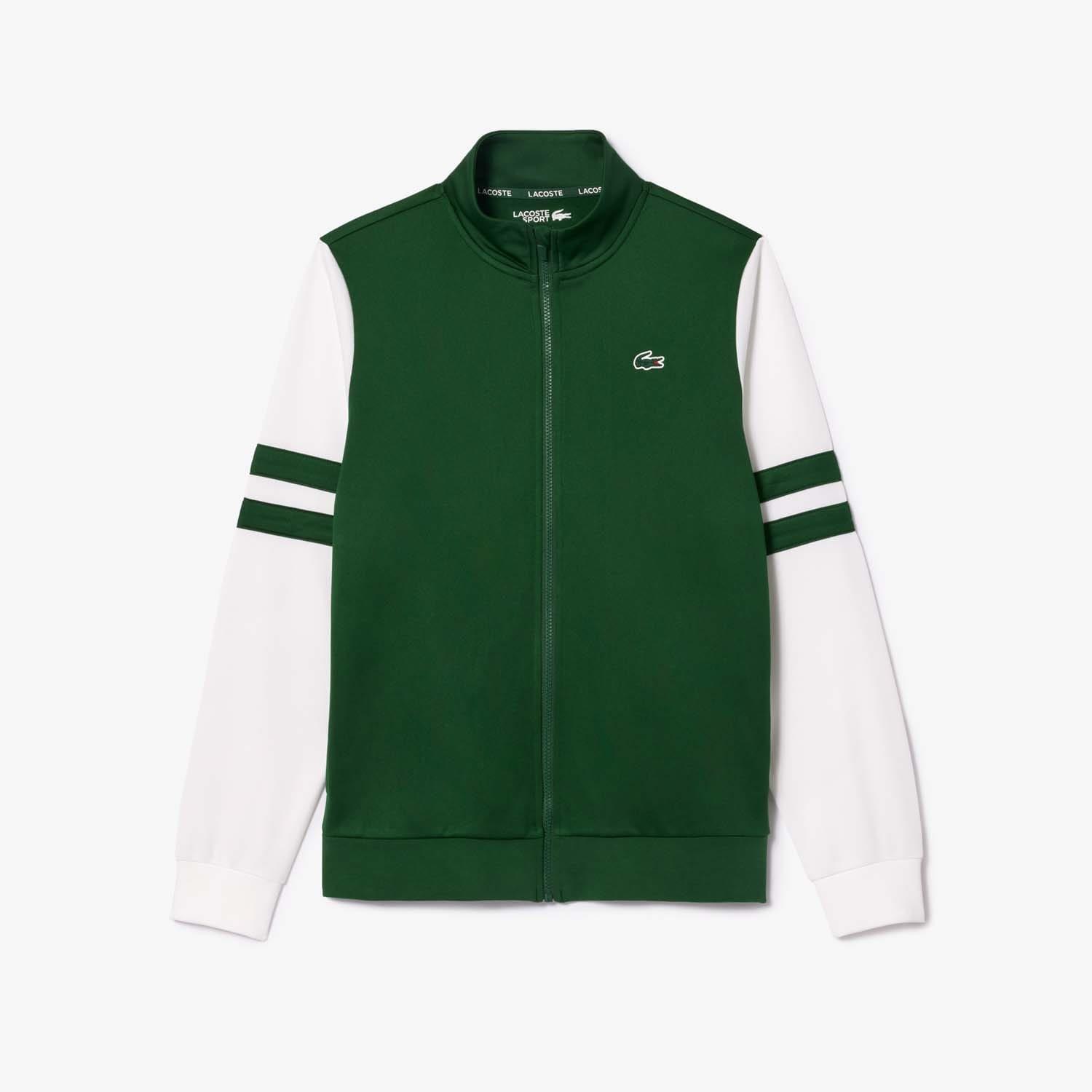 Green White - Lacoste - Zip Up Stretch Tennis Sweatshirt - 4