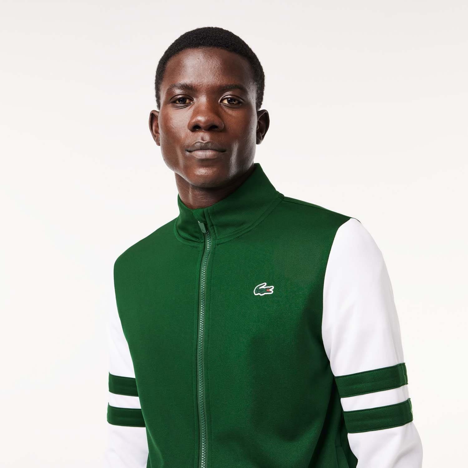 Green White - Lacoste - Zip Up Stretch Tennis Sweatshirt - 5