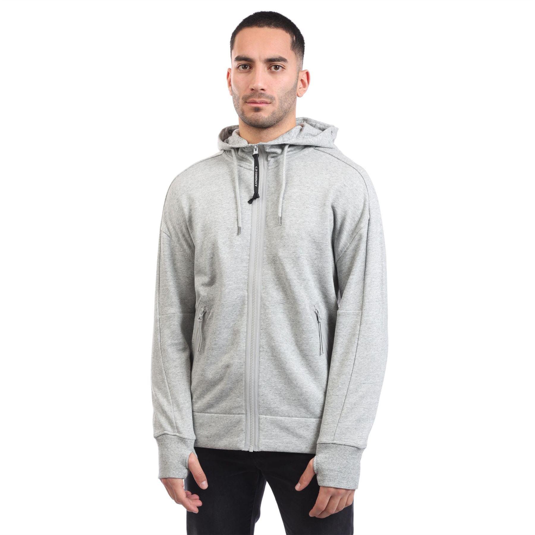 Grey - CP Company - Diagonal Raised Fleece Lens Zip Hoodie - 1