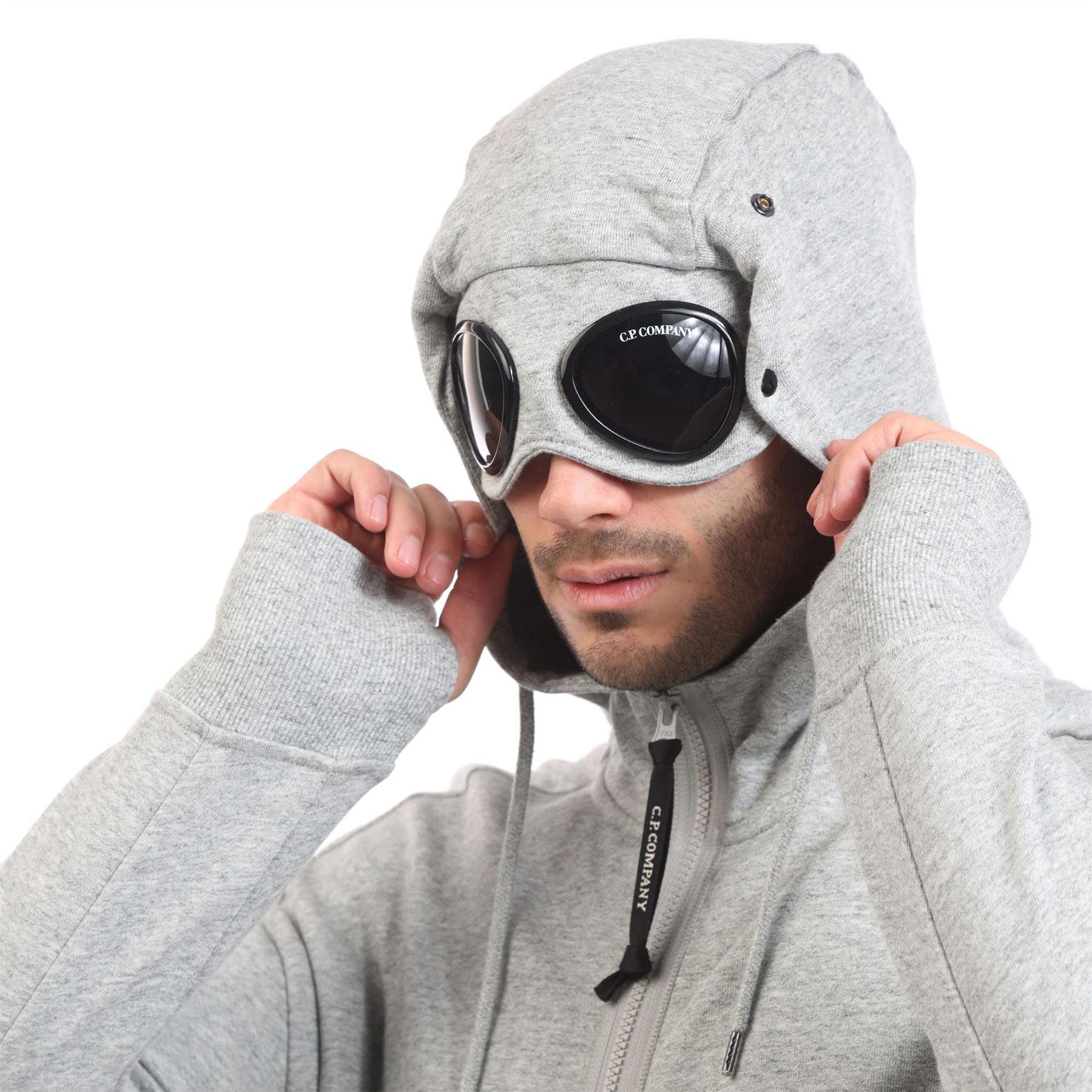 Grey - CP Company - Diagonal Raised Fleece Lens Zip Hoodie - 3