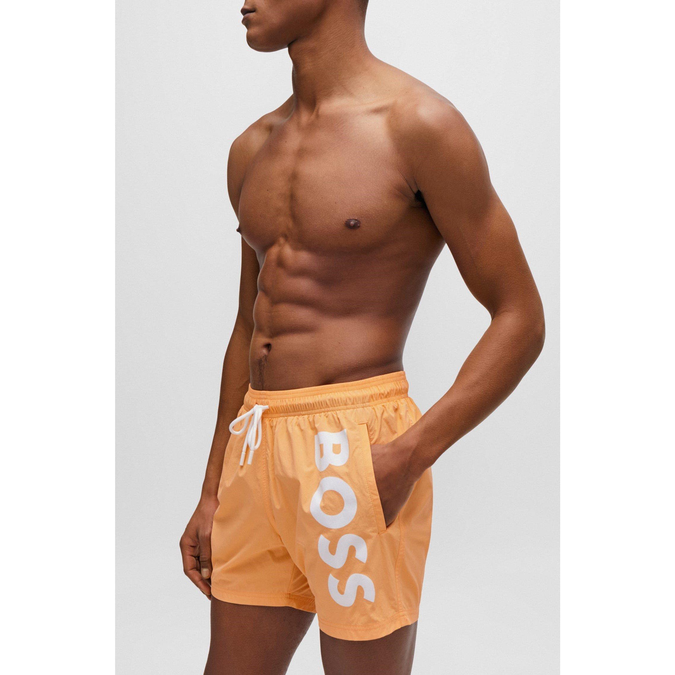 Orange - Boss - Vertical Logo Quick Dry Swim Shorts - 2