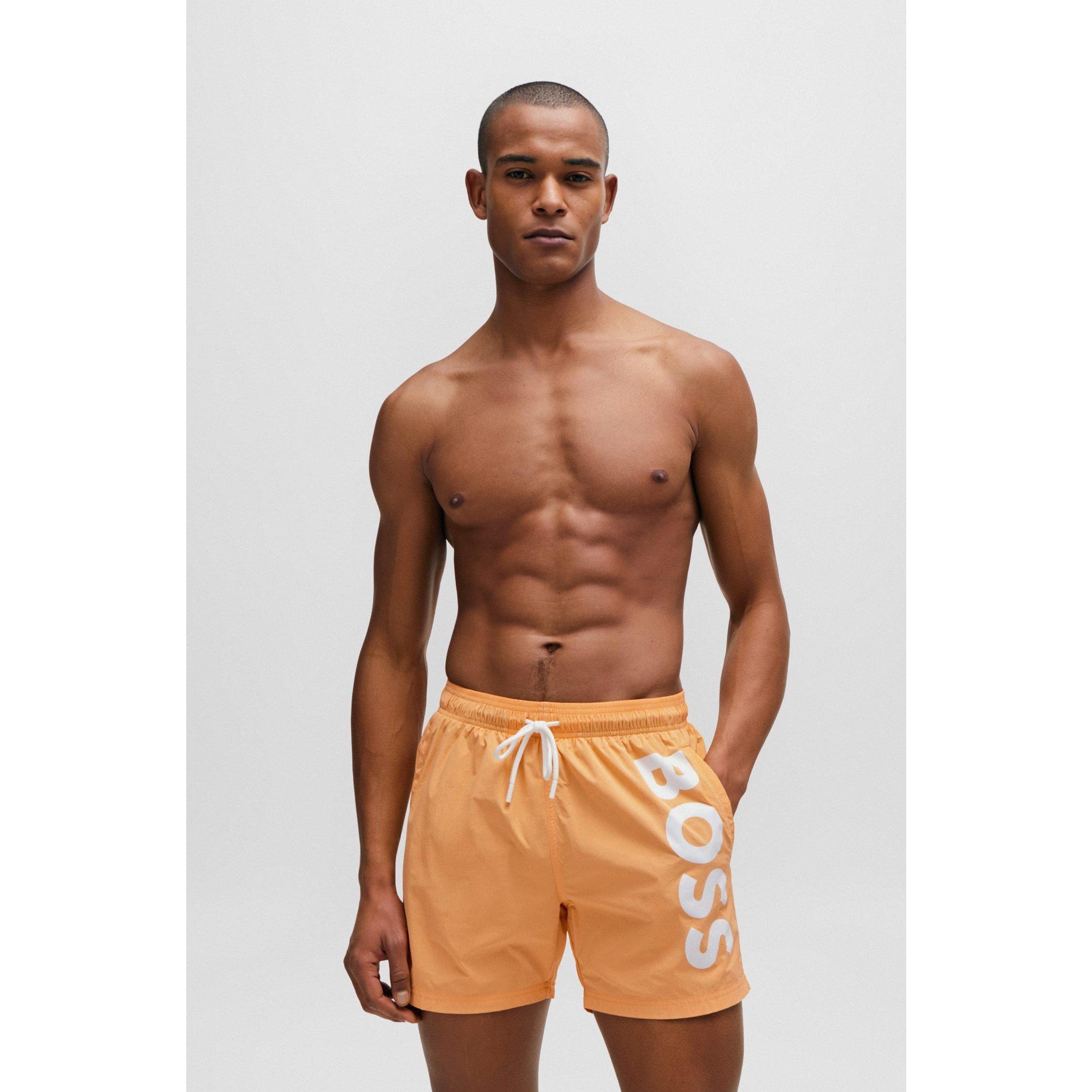 Orange - Boss - Vertical Logo Quick Dry Swim Shorts - 3