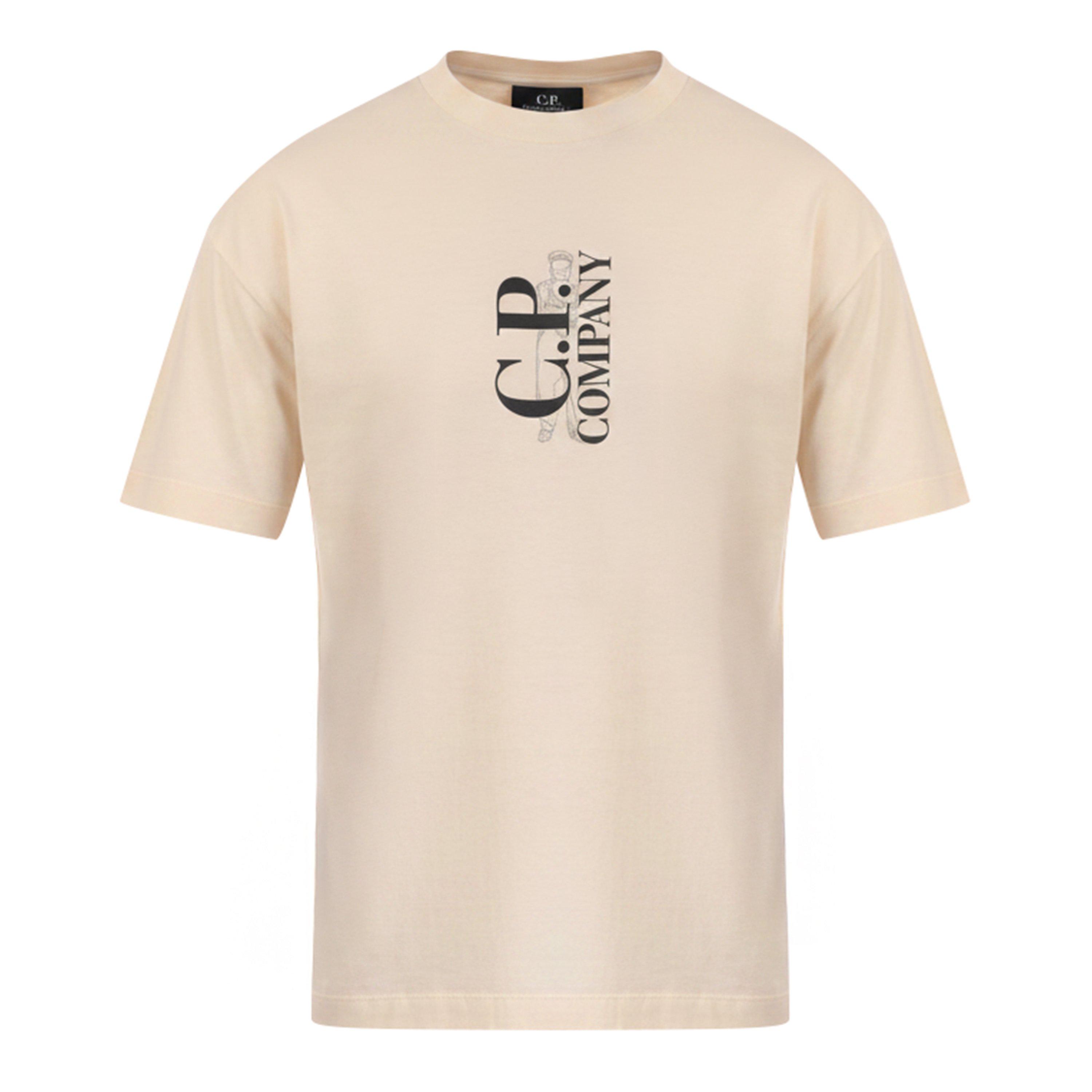Cp Company Men's 30/1 Jersey Logo T-Shirt - Cream - S