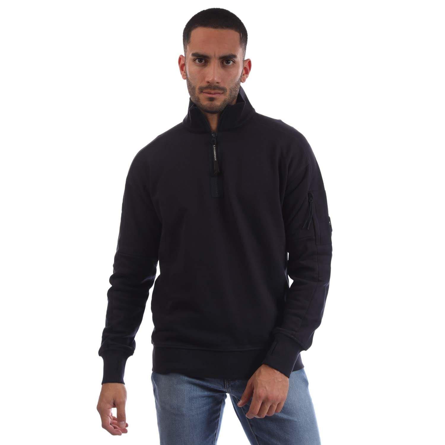Navy - CP Company - Diagonal Raised Fleece Half-Zip Sweatshirt - 1