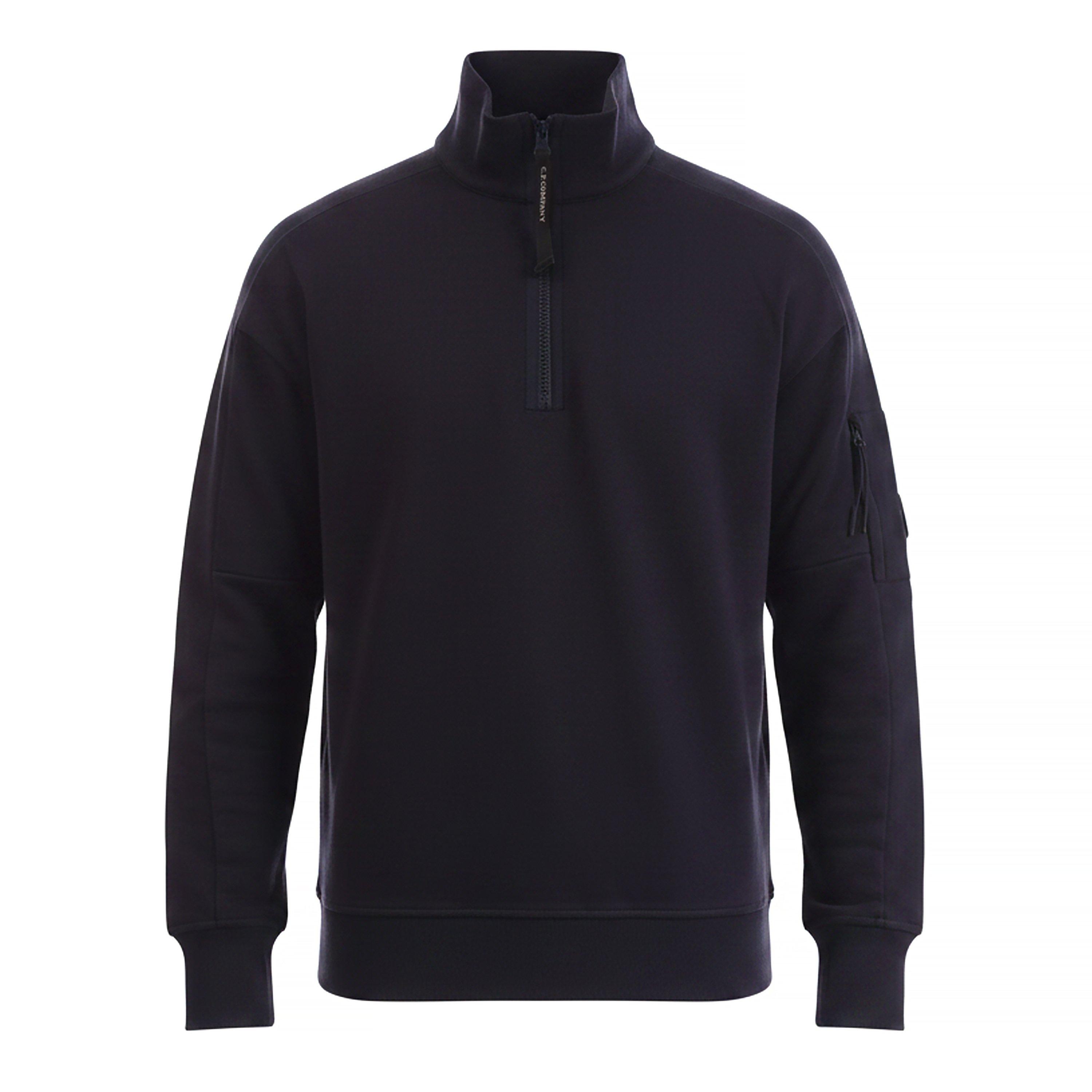 Navy - CP Company - Diagonal Raised Fleece Half-Zip Sweatshirt - 1