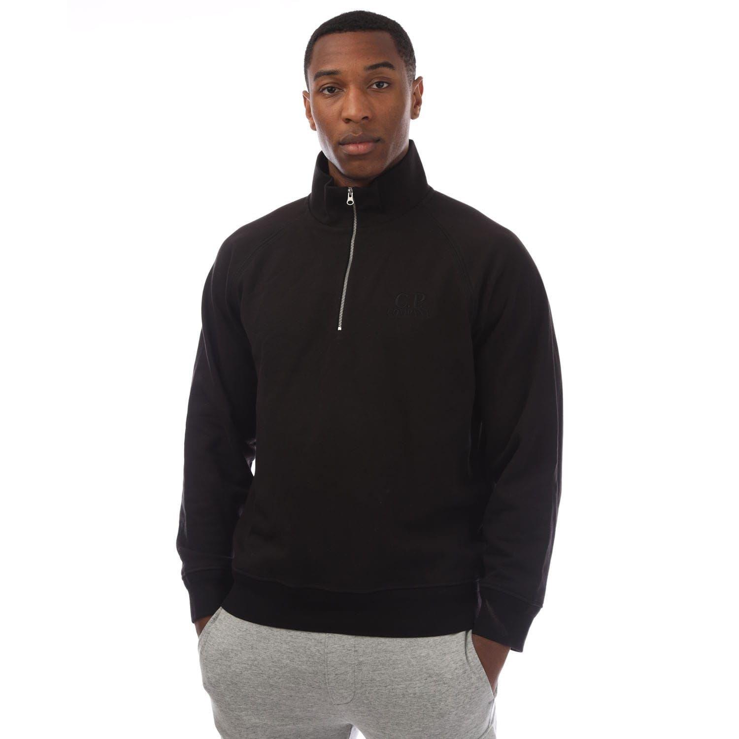 Cp Company Men's Diagonal Raised Fleece Half-Zip Sweatshirt - Black - 2XL