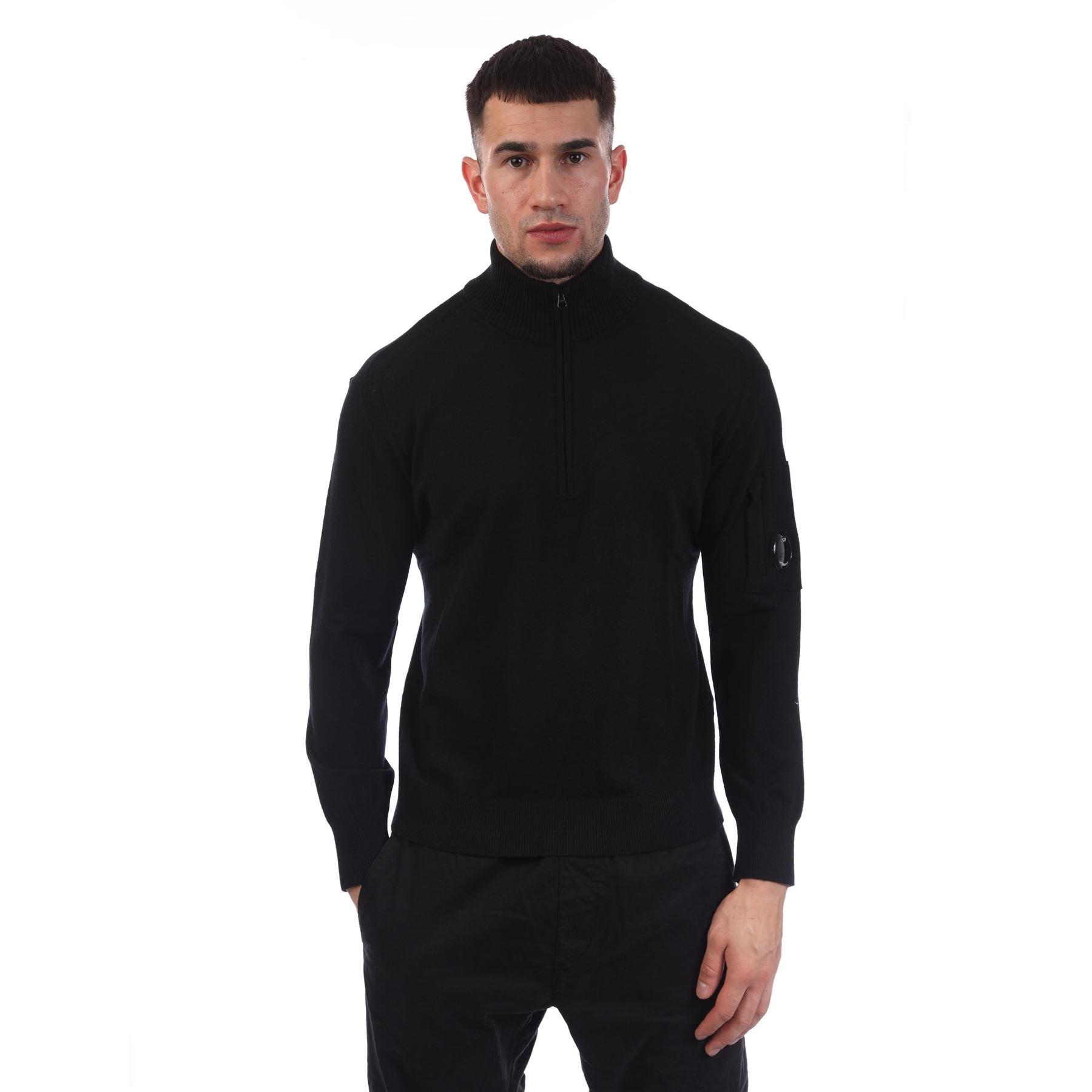Black - CP Company - Extrafine Merino Wool Half-Zip Sweater - 1
