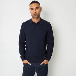 Threadbare Long Sleeve Textured Knit Polo Collar Jumper