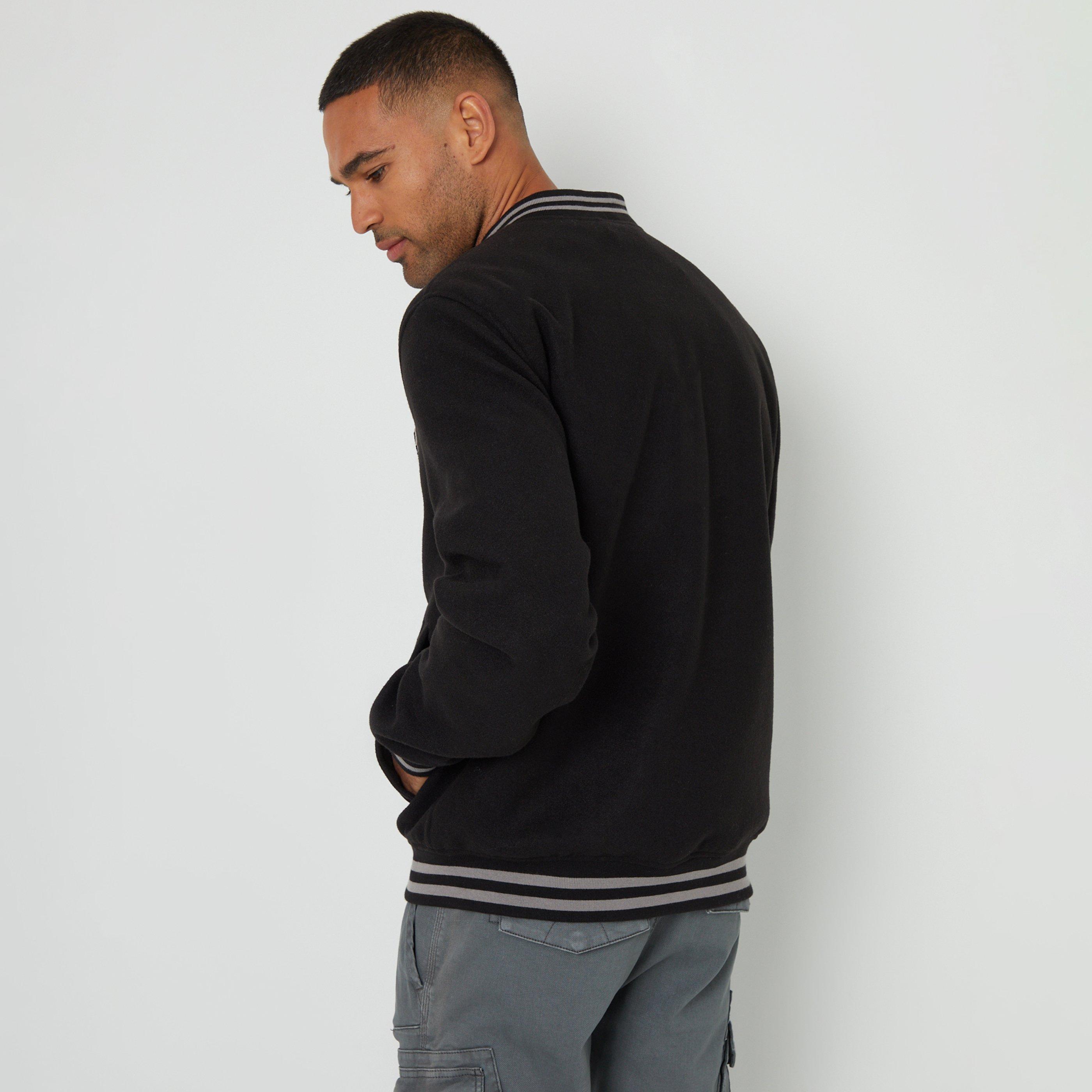 Black - Threadbare - Men's Varsity Bomber Jacket - 2