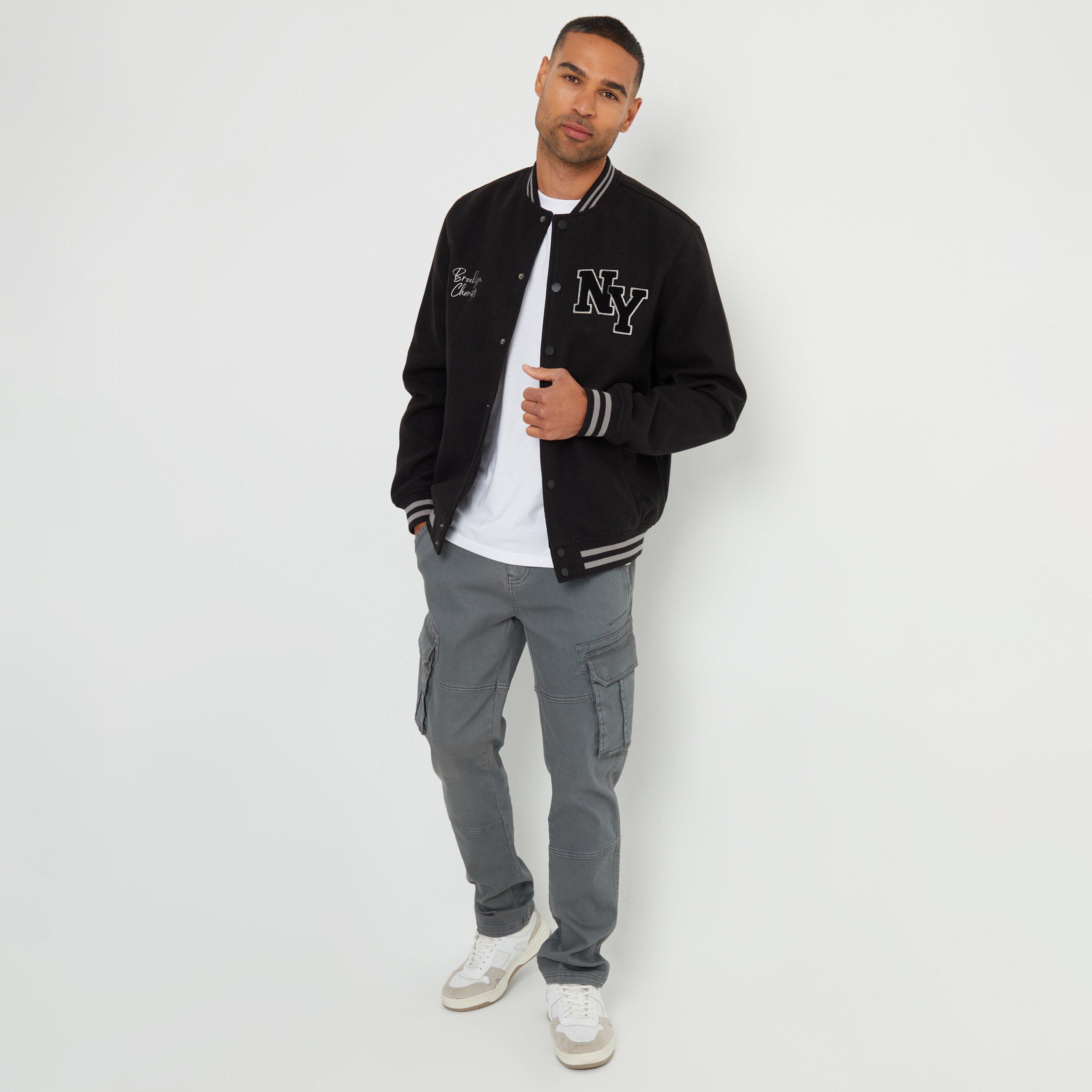 Black - Threadbare - Men's Varsity Bomber Jacket - 3
