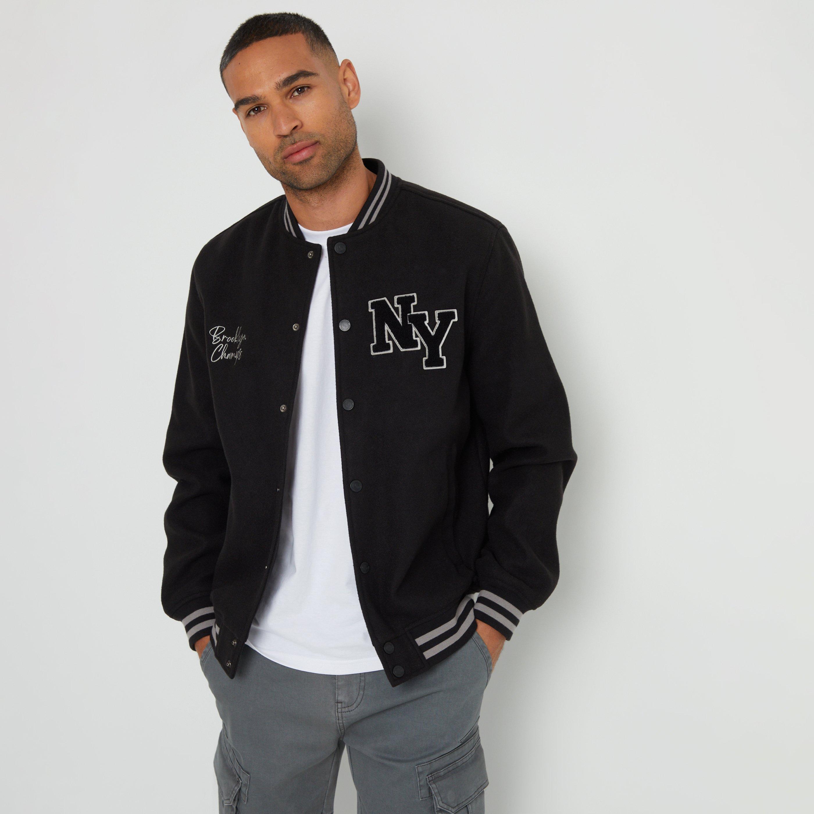 Black - Threadbare - Men's Varsity Bomber Jacket - 4